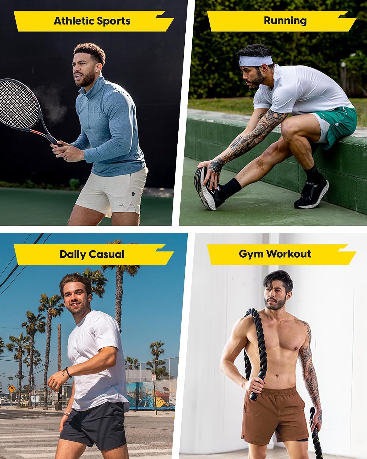 maamgic Men's 2 in 1 Gym Shorts 5 Inch Athletic Tennis Shorts Stretch Workout Running Shorts with Liner - Image 2