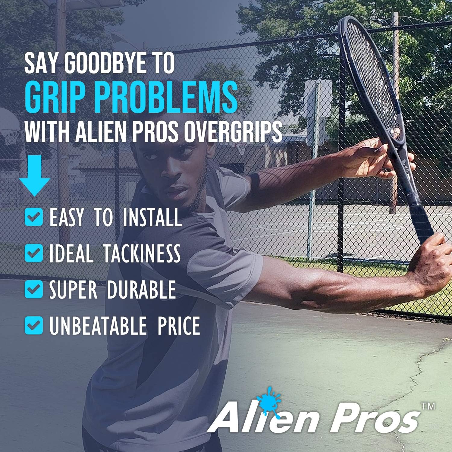 ALIEN PROS Tennis Racket Grip Tape - Precut and Dry Feel Tennis Grip - Tennis Overgrip Grip Tape Tennis Racket - Wrap Your Racquet for High Performance - Image 3