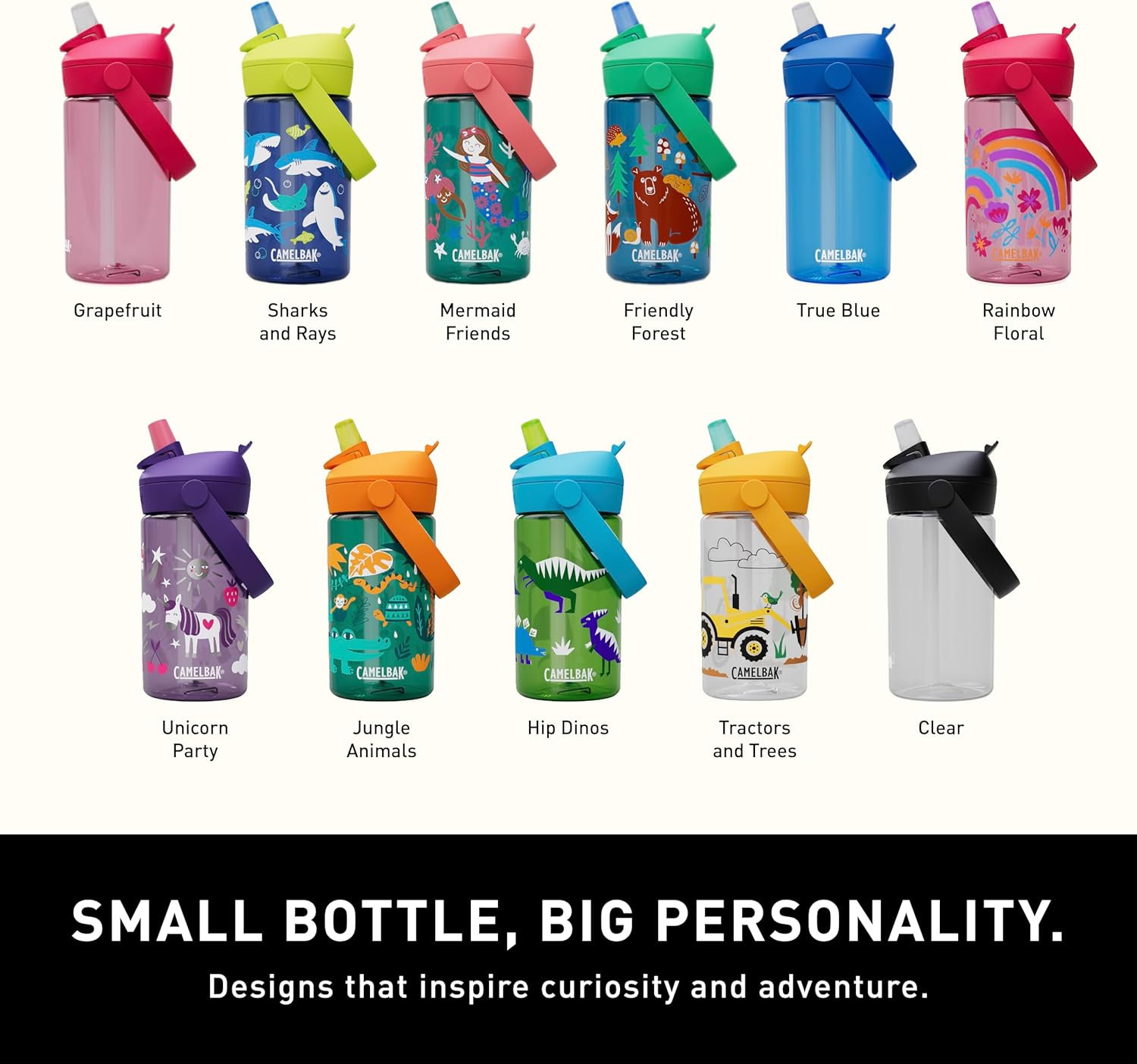 CamelBak Thrive Flip Straw Kids Water Bottle with Bite Valve, Tritan Renew Design for School and Travel, 14oz, Jungle Animals - Image 7