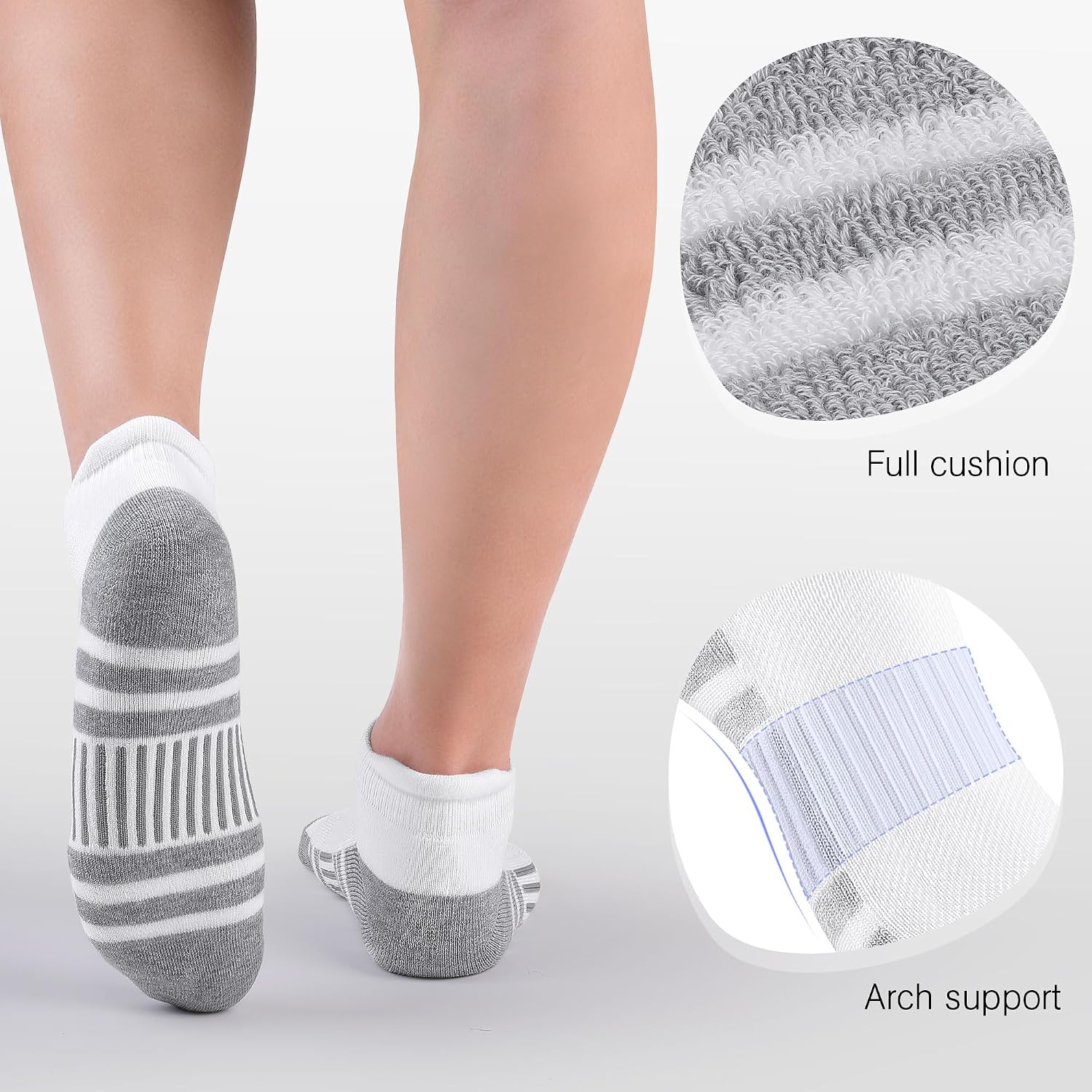 Felicigeely Ankle Athletic Running Socks Low Cut Sports Socks Breathable Cushioned Tab Socks for Men Women 6 Pairs - Image 5