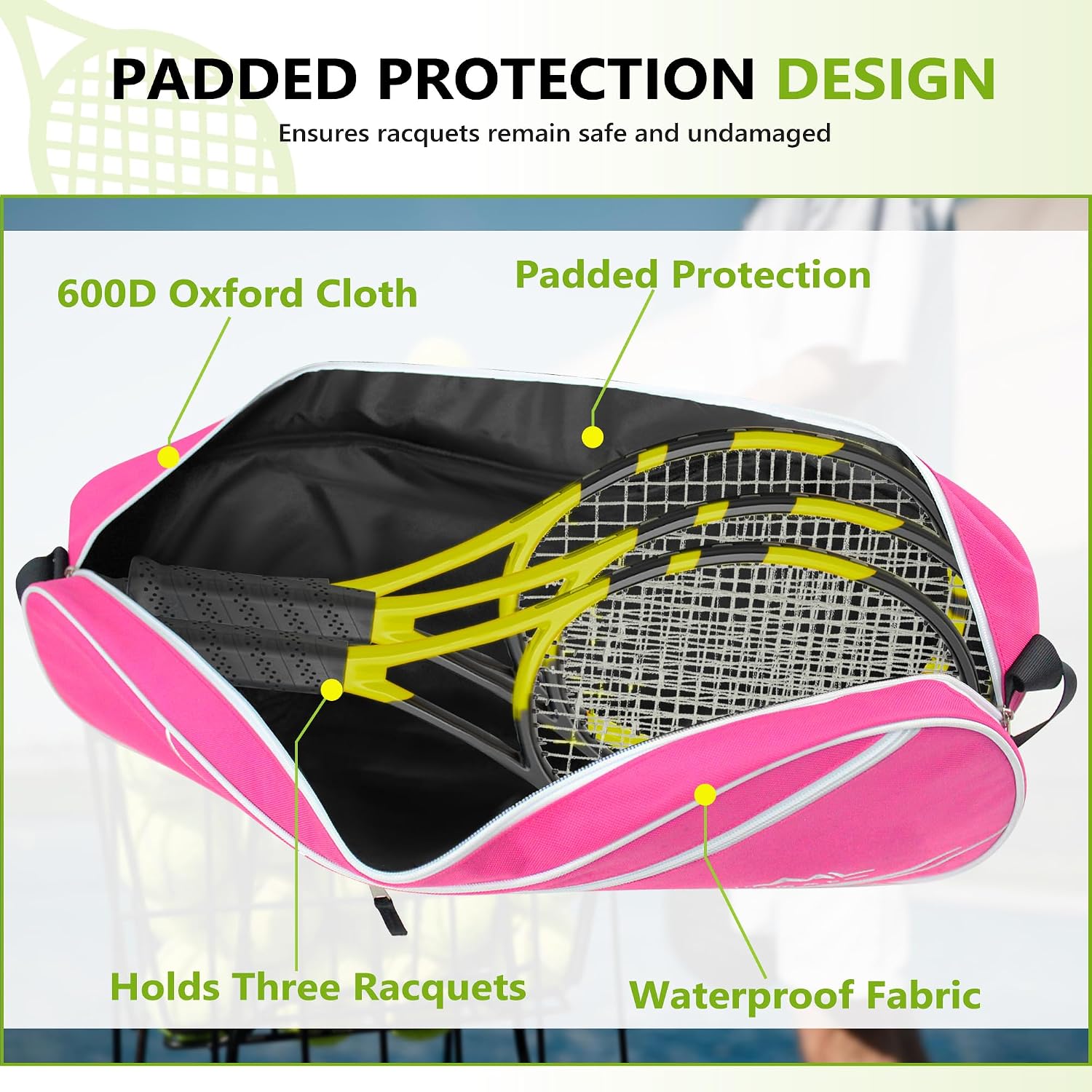 Himal 3 Racquet Tennis Bag With Protective Pad, Tennis Racket Bag for Men Women, Sports Enthusiasts of All Ages - Image 5