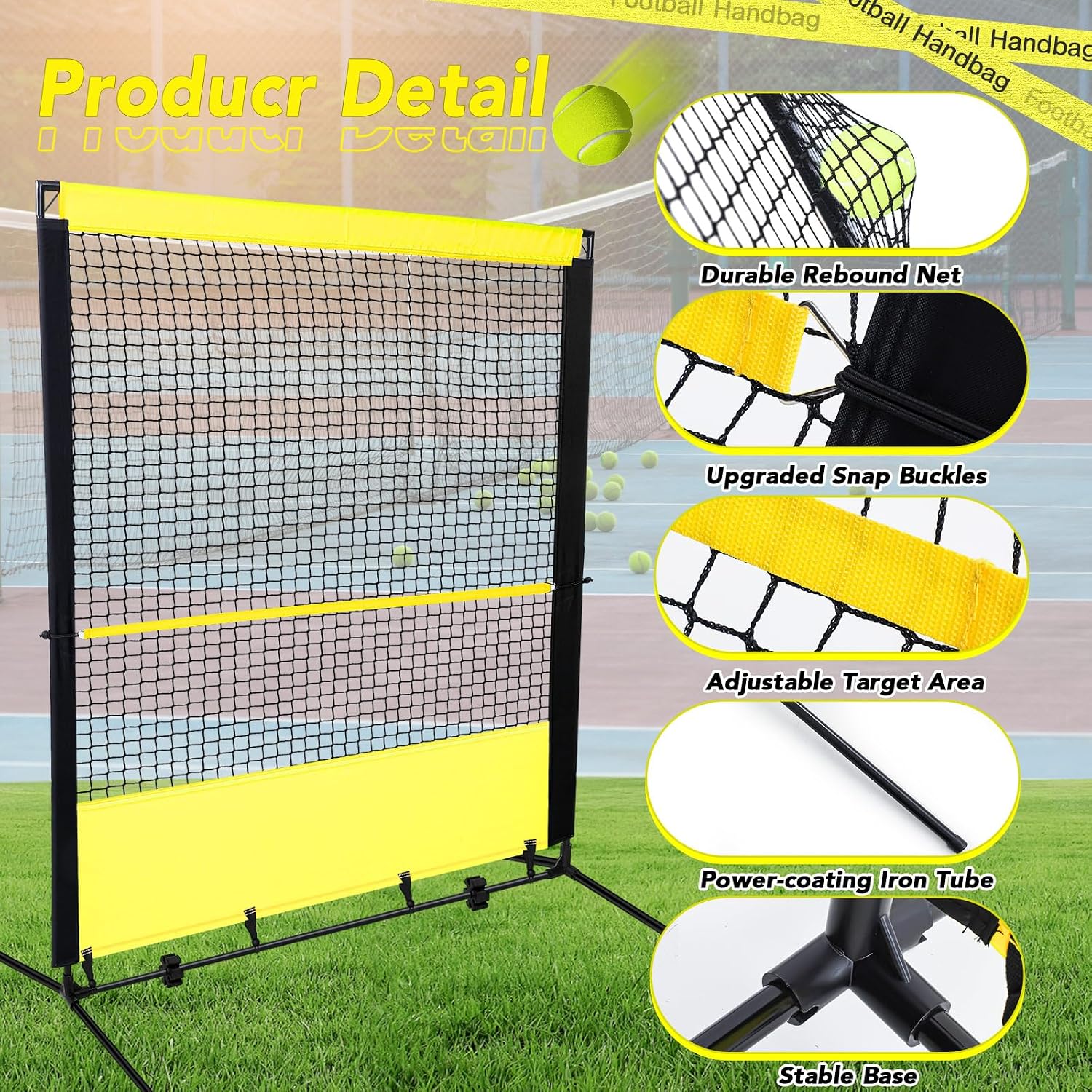 Foilswirl Tennis Rebounder Net 6 x 6.7ft Baseball Practice Rebounder Wall Ideal for Tennis, Baseballs, Softballs, Lacrosse, Hockey - Image 3