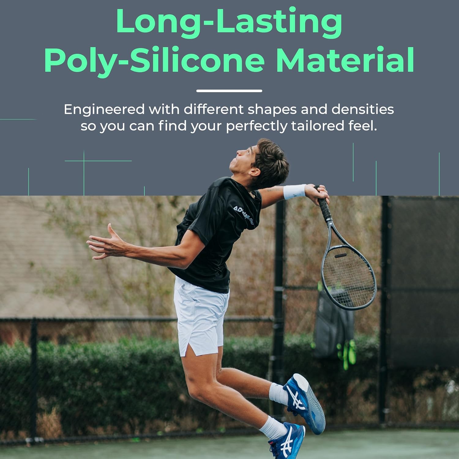 ADV Tennis Dampener with Custom Feel - 3 Pack - Racket Shock Absorber to Reduce Vibration, Relieve Symptoms of Injury and Stay on the Racket - Engineered Poly-Silicone Tennis Racket Dampener - Image 3
