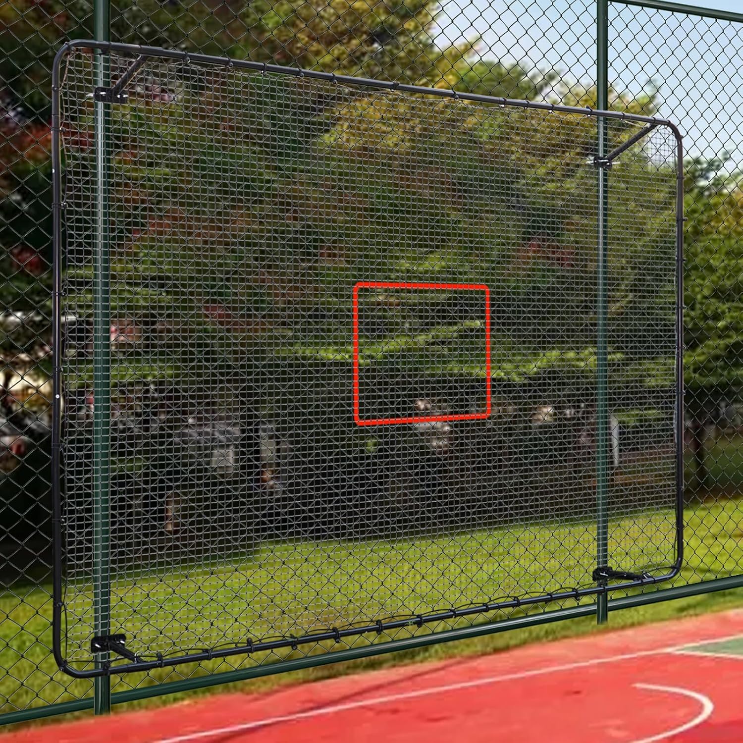 Fence-Mount Tennis Rebounder Net 12x8FT – Space-Saving Tennis Practice Wall with Adjustable Rebound Angle – Solo Training Net Fits Most Fence Poles, Heavy-Duty Frame for Outdoor Practice - Image 4