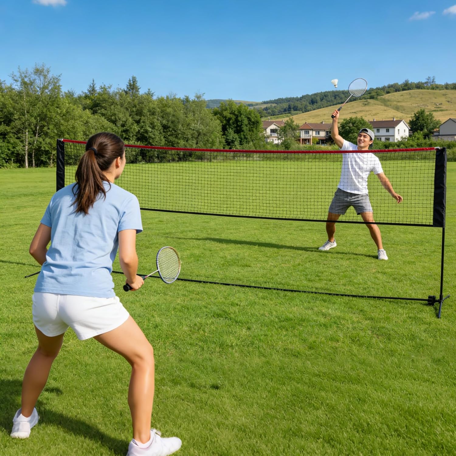 OLIXIS Portable Badminton Net, 2-5 FT Height Adjustable Volleyball Net, Badminton Net with Carry Bag, Volleyball Net, Pickball Net, Backyard Game Indoor Outdoor Use - Image 2