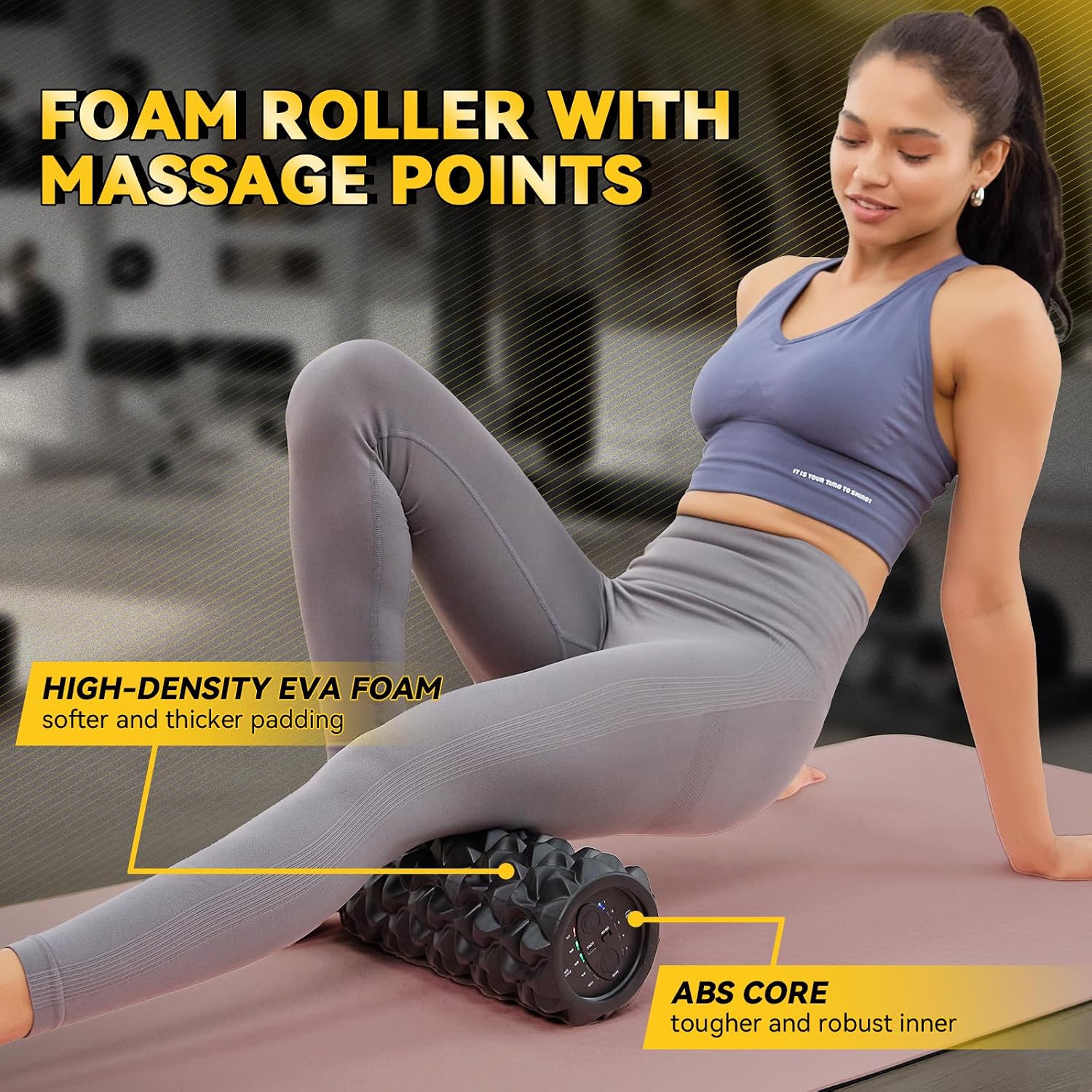 Vibrating Foam Roller, High Density Massage Roller for Back Pain Relief & Muscle Recovery and Physical Therapy, 5-Speed Rechargeable Exercise Roller, 2 Modes - Image 4