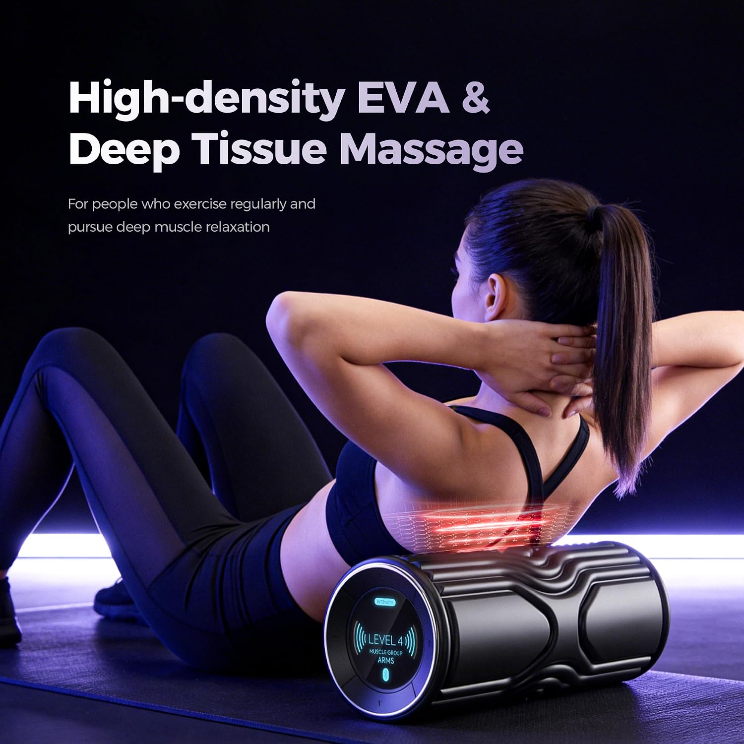 Vibrating Foam Roller with Smart APP Control, 5-Speed Electric Deep Tissue Massage Roller for Back Pain Relief, Muscle Recovery, Physical Therapy, Yoga, Neck, Leg Pain - Rechargeable & Portable - Image 5