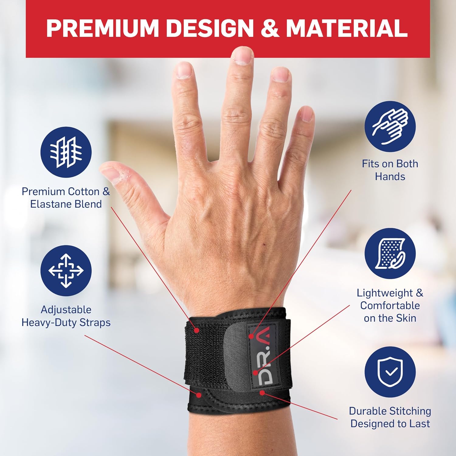 Dr. Arthritis Doctor Developed Wrist Brace, Wrist Wraps for Tendonitis, Hand Support, Ideal for Fitness, Weightlifting - Image 3