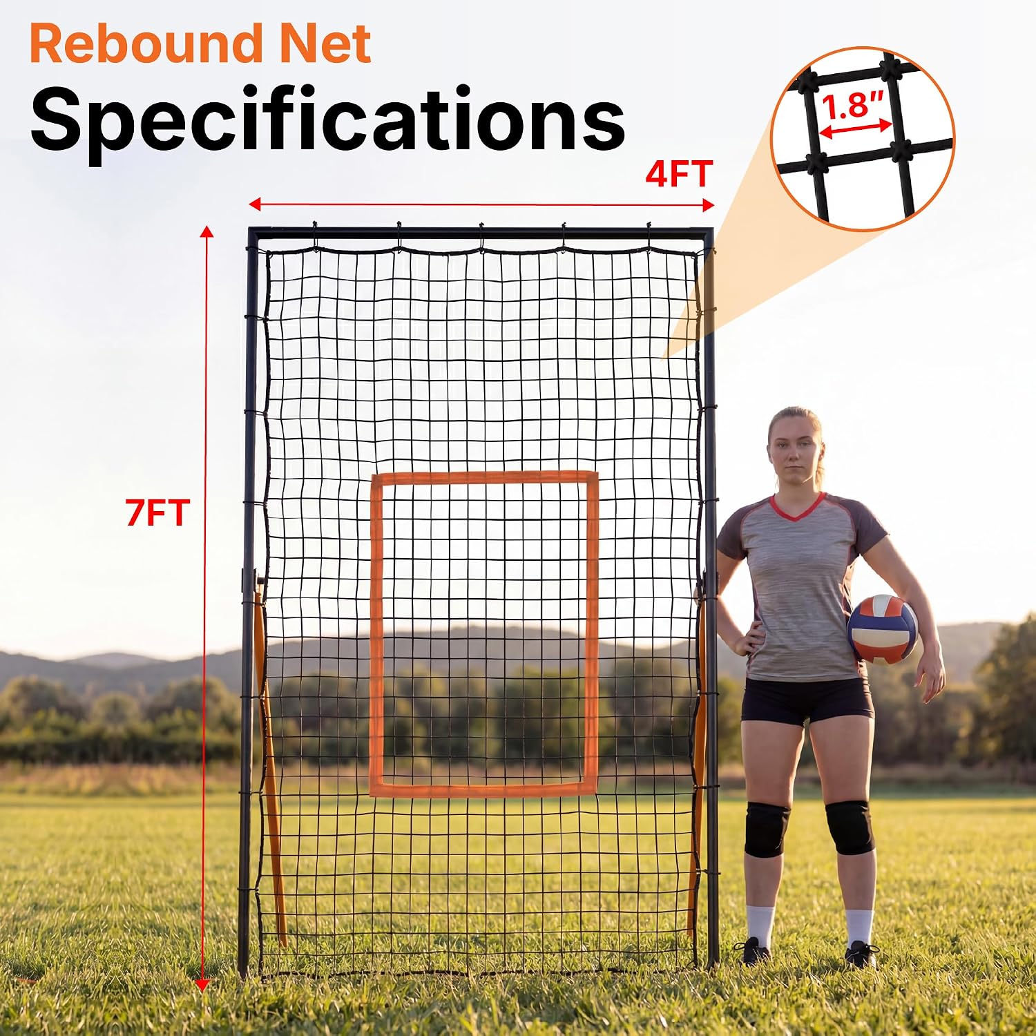 HiTekk Adjustable Volleyball Rebounder | 7x4 ft Solo Practice Rebounder Net | 5X Adjustable Angle, Durable Weather-Resistant Frame, Folds Flat | Volleyball Training Rebounder Net - Image 4