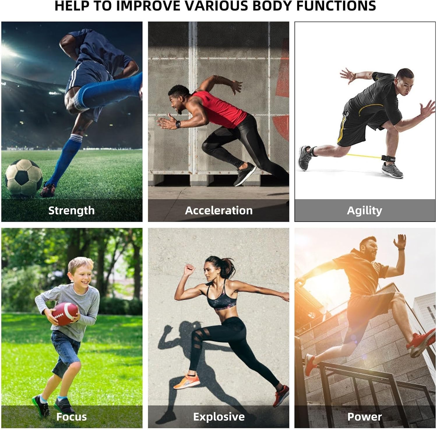 Speed Training Equipment, Resistance Band 80lb Multi-Sport Exercise Set with Handles Help to Improve Focus Explosive Agility Power Suit for Vertical Jumping Baseball Running Football - Image 5