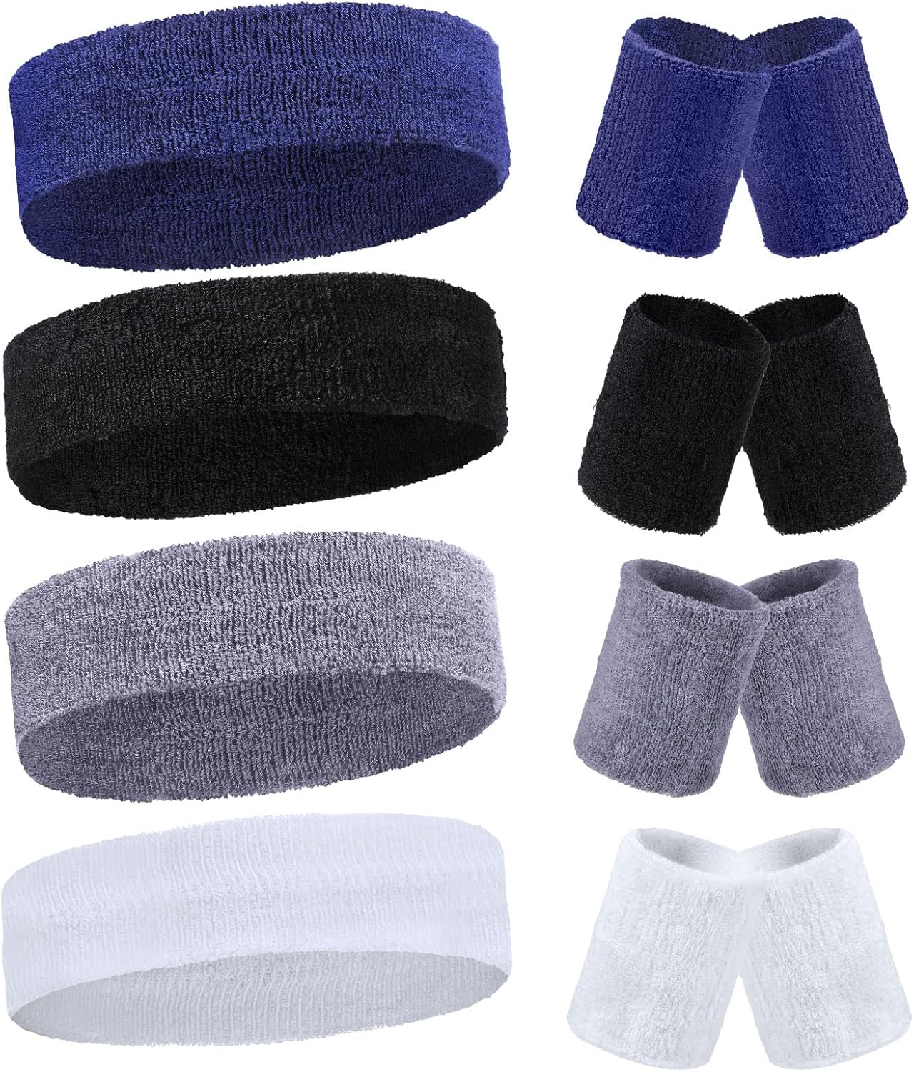 Civaner 12 Pcs 80 90s Neon Sweatbands Soccer Baseball Headbands Wristband Set for Men Women Party Cotton Headbands Terry Cloth Athletic Sweat Bands for Tennis Football Gym Outdoor