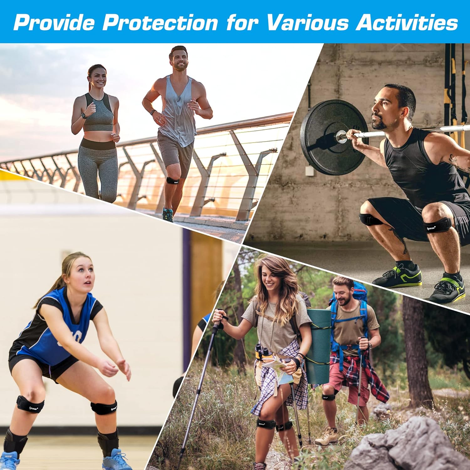 IPOW 2 Pack Knee Pain Relief & Patella Stabilizer Knee Strap Brace Support for Hiking, Soccer, Basketball, Running, Jumpers Knee, Tennis, Tendonitis, Volleyball & Squats, Black - Image 7