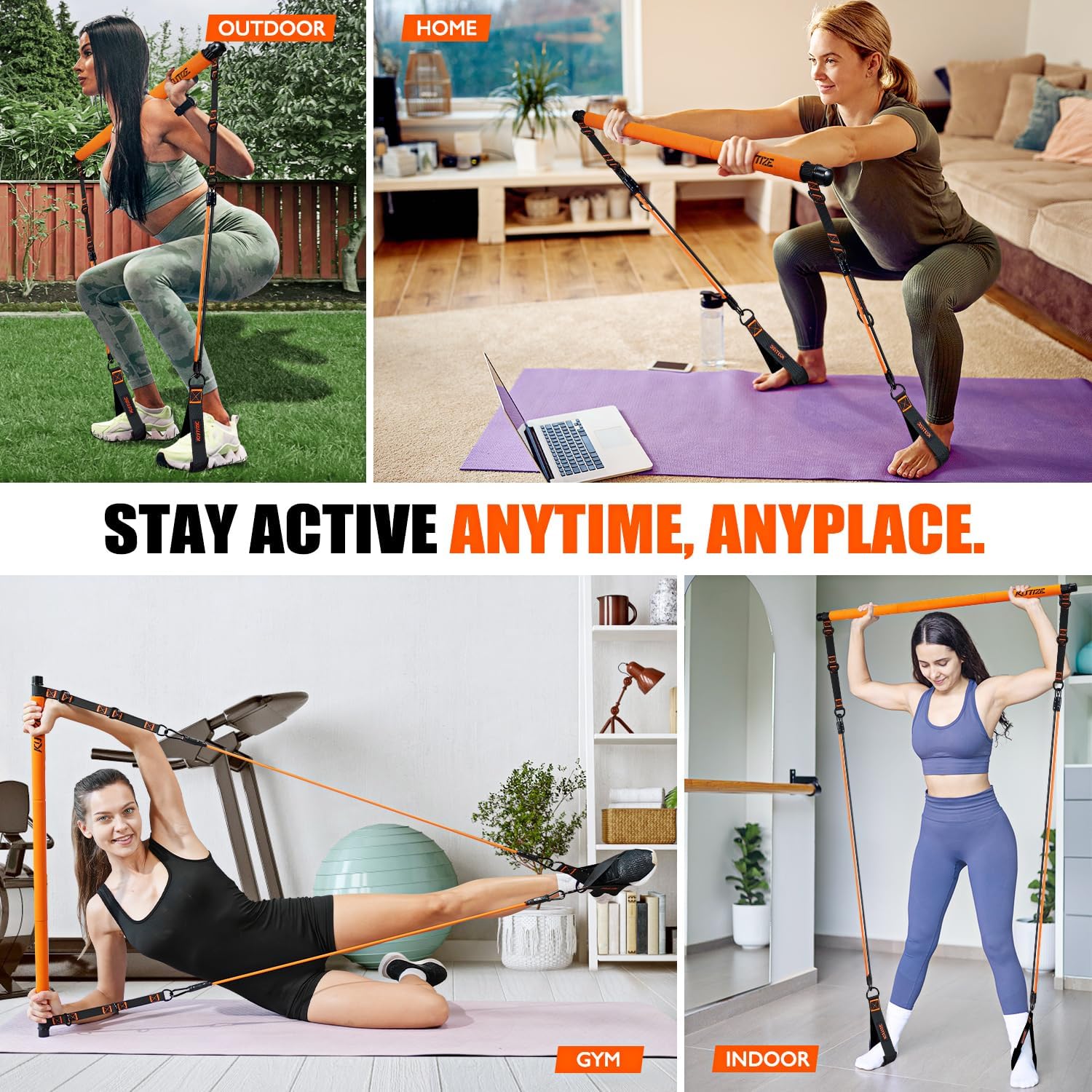 KUTIZE Pilates Bar Kit with Resistance Bands, Pilates Equipment, Multifunctional Pilates Bar for Women & Men, Pilates kit for Hip, Back, Arm, Full-Body Workouts, Home Gym Strength Training Equipment - Image 6