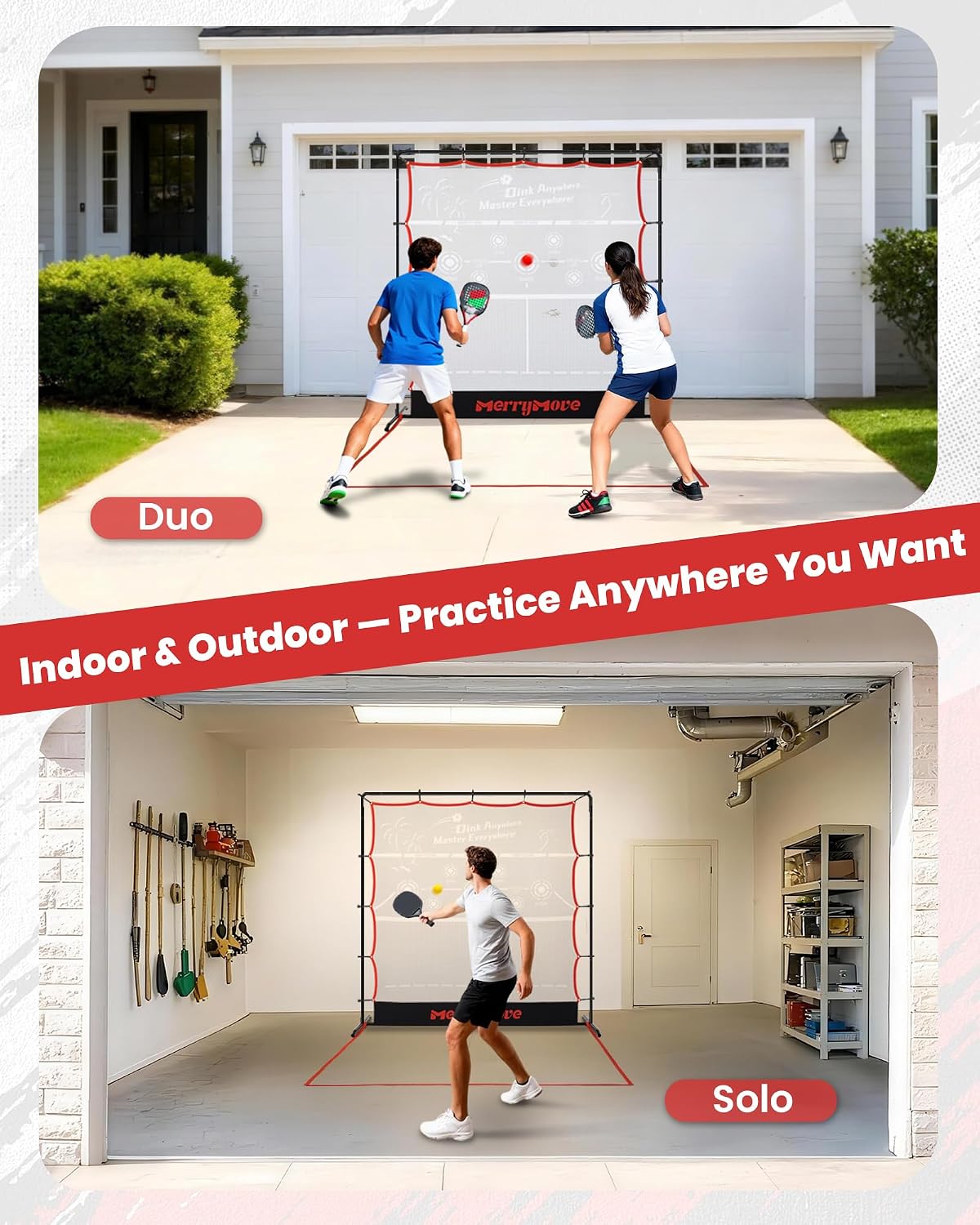 Pickleball Rebounder Practice Net: 6FT Strong Metal Frame Pickleball Trainer Net, Portable for Outdoor Driveway Backyard and Indoor Garage Training Rebounder for Dink Volley Tennis - Image 4