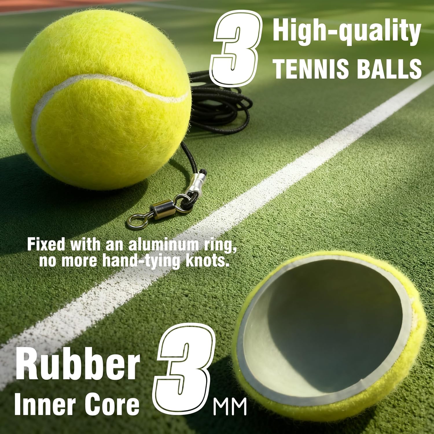 VAIIO Professional Tennis Trainer - Full Metal Portable Solo Rebounder with 3 High-Elastic String Balls, Ideal for Adults, Kids, Beginners & Advanced Players - Image 4