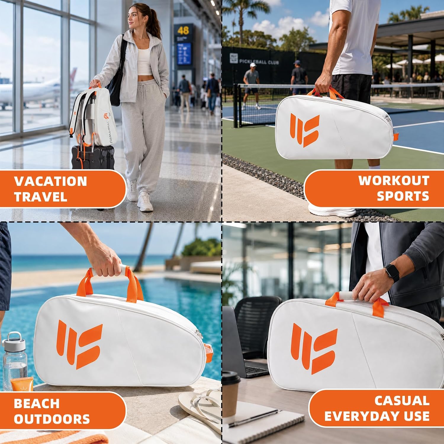 Smartway Tennis Bag for Men Women, 6 Rackets Large Racquet Bag with Shoe Compartment & Insulated Pocket, Waterproof Gym Backpack & Sports Duffel for Pickleball, Training and Daily Use - Image 8