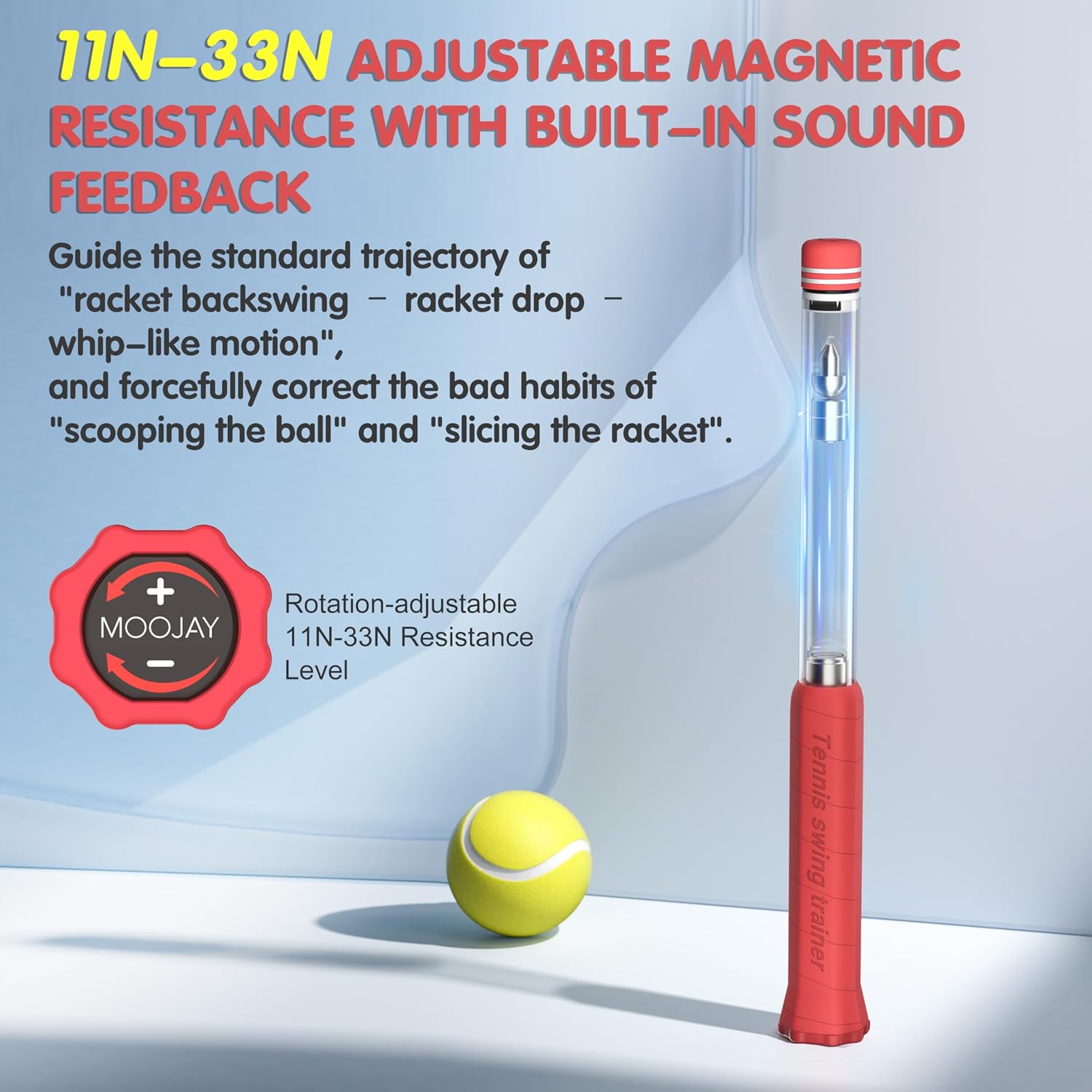 Tennis Power Trainer with Magnetic Resistance, MOOJAY Swing Trainer Sound Feedback for Correct Technique PP Handle, Suitable for Beginners & Pros – Training, Fitness, and Professional Use - Image 3