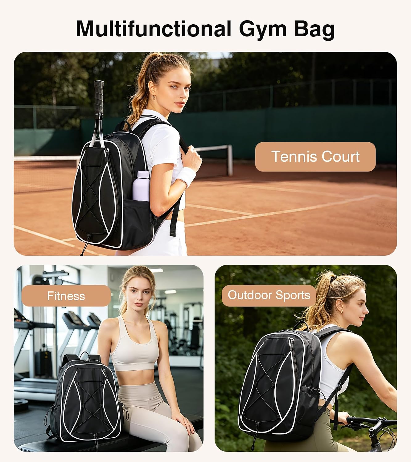 Marvolia Tennis Bags for Women Men, Tennis Backpack Holds 2 Rackets with Ventilated Shoe Compartment & Wet Pocket, Tennis Racket Bag Backpack for Pickleball Tennis Badminton - Image 6