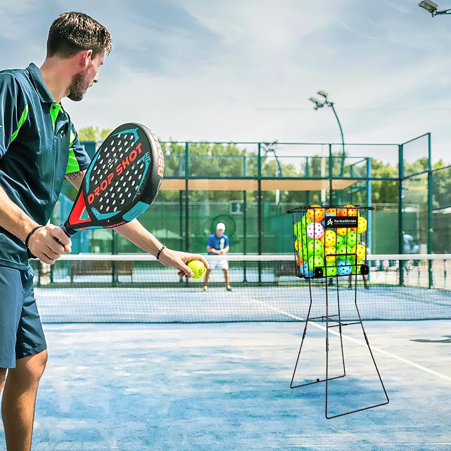 Tennis Ball Hopper, Portable Pickleball Ball Holder with Locking Legs, Holds 75 Tennis Balls or 50 Pickleballs, Sturdy Steel for Tennis Training and Teaching - Image 7