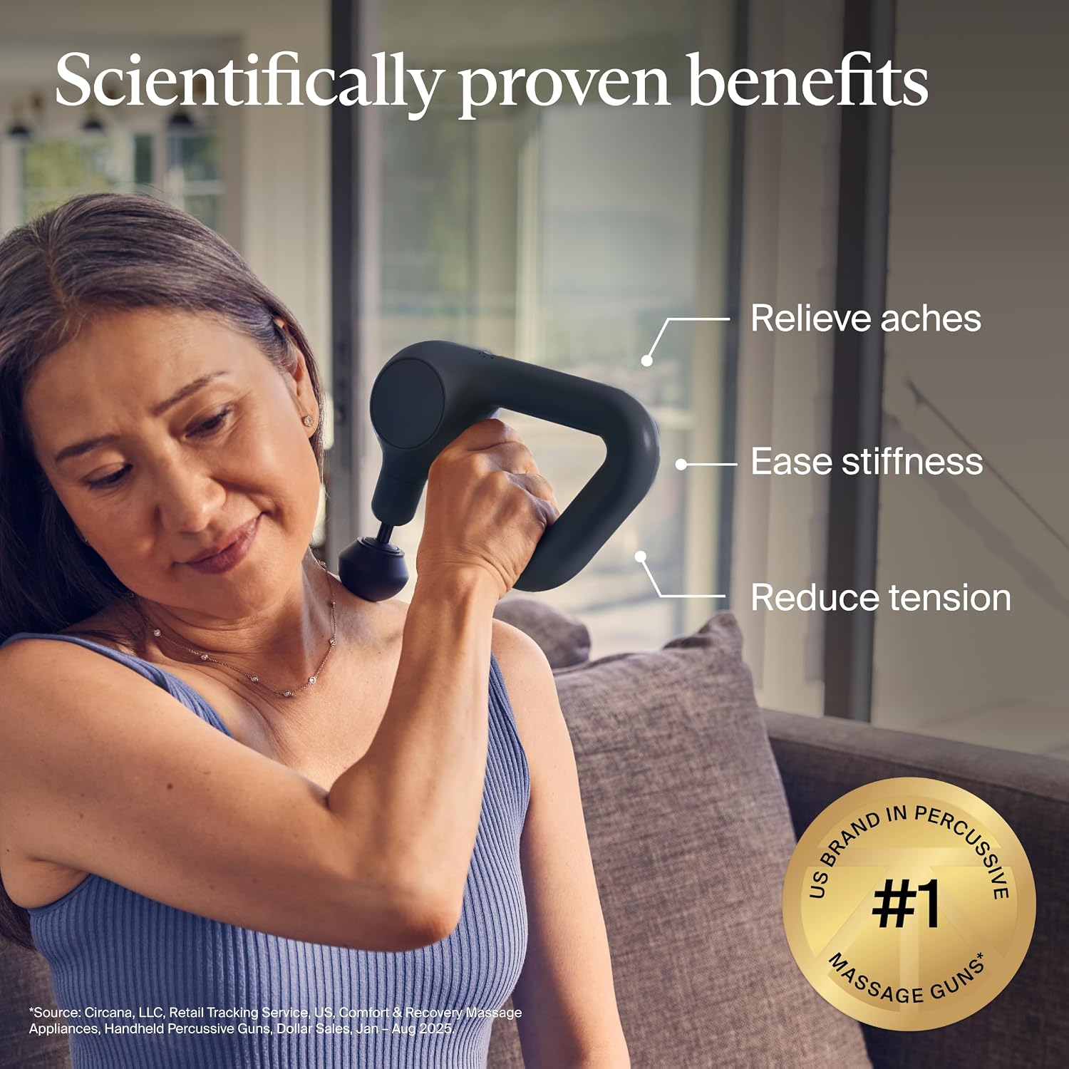 TheraGun Therabody Relief - Quiet Deep Tissue Therapy Massage Gun - Bluetooth Enabled, Electric Percussion Massage Gun & Personal Massager for Pain in The Neck, Back, Leg, Shoulder and Foot (Black) - Image 2