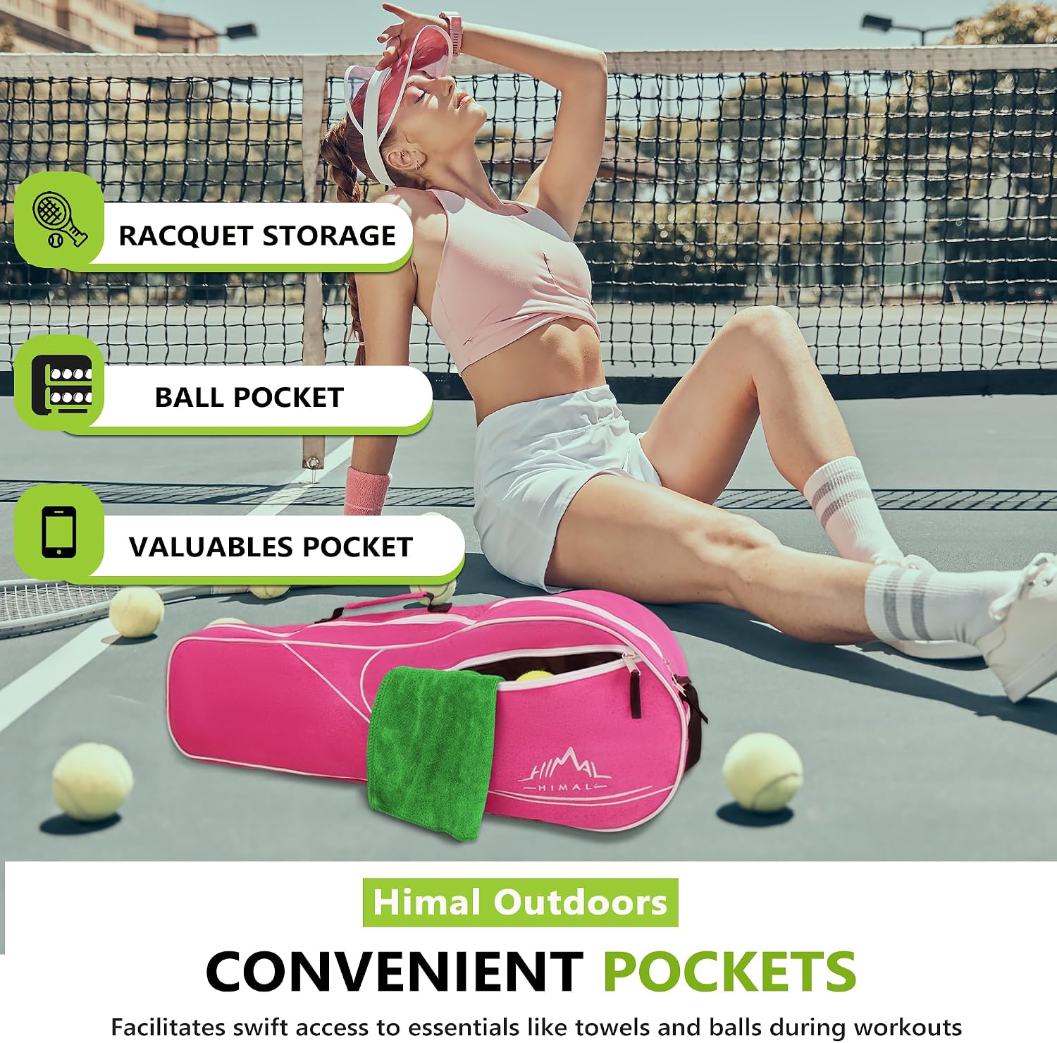 Himal 3 Racquet Tennis Bag With Protective Pad, Tennis Racket Bag for Men Women, Sports Enthusiasts of All Ages - Image 7