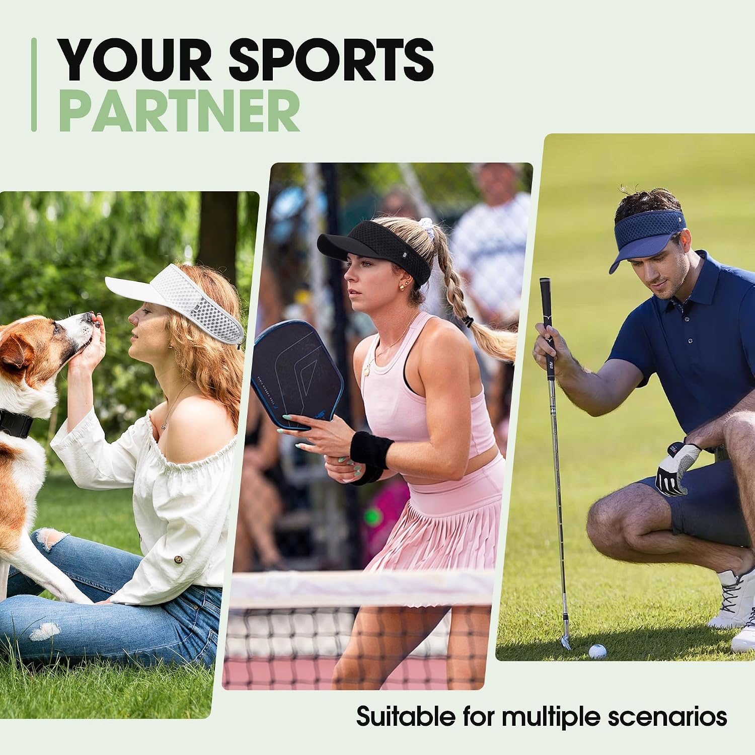 Sun Visors for Women Men Lightweight Adjustable Sun Hat Sunvisor for Golf Running Tennis - Image 4