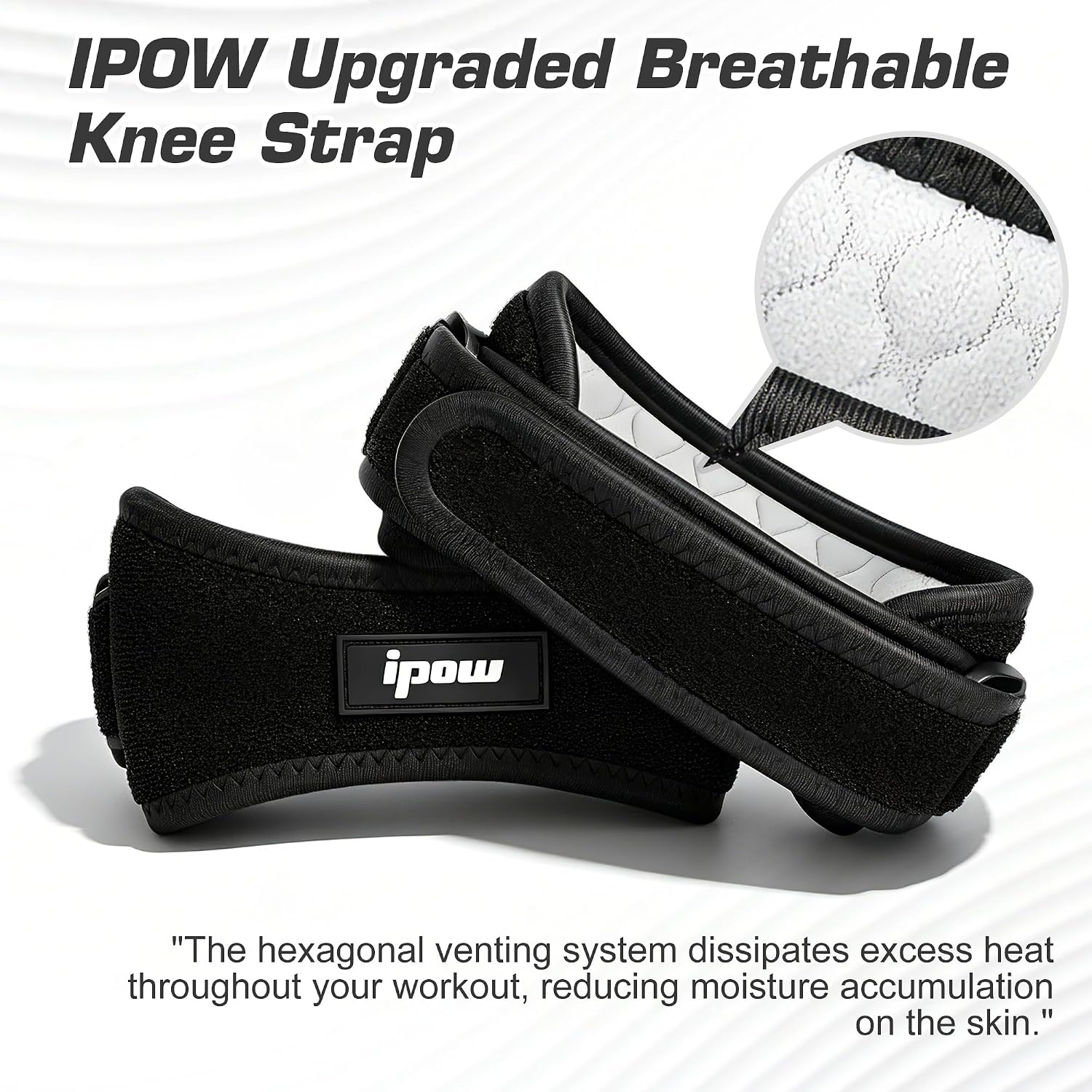 IPOW 2 Pack Knee Pain Relief & Patella Stabilizer Knee Strap Brace Support for Hiking, Soccer, Basketball, Running, Jumpers Knee, Tennis, Tendonitis, Volleyball & Squats, Black - Image 3