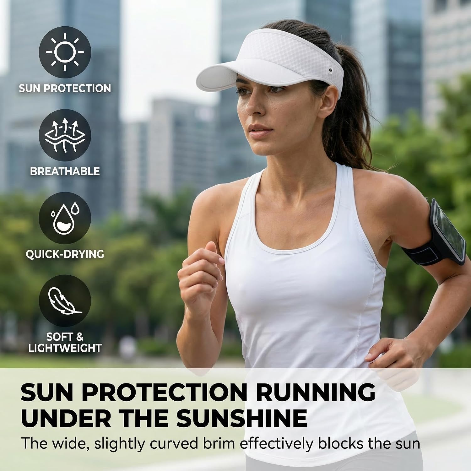LONGLONG Sports Sun Visor Hat - Moisture Wicking Sun Protection with Adjustable Strap for Running Tennis Golf Hiking - Image 2