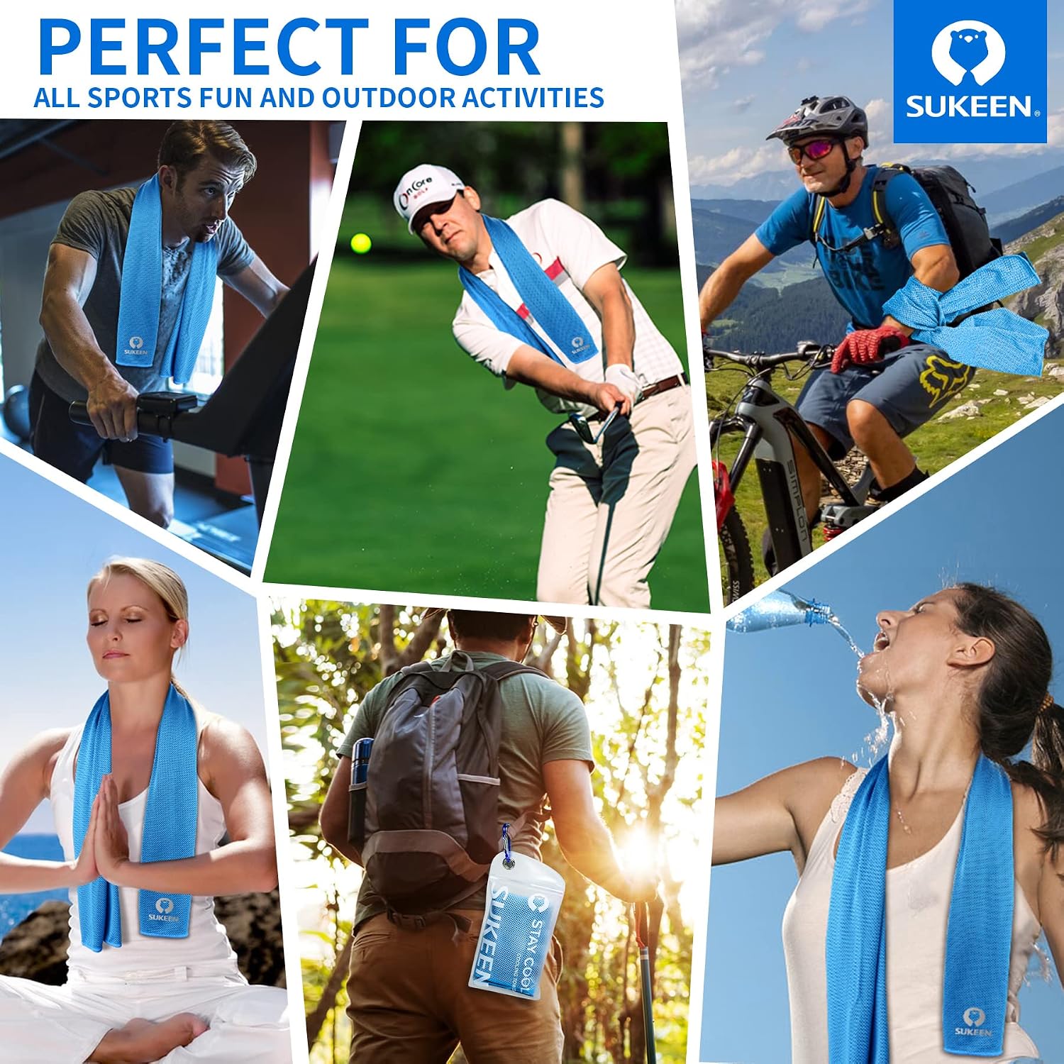 Sukeen [4 Pack Cooling Towel (40"x12"), Soft Breathable Chilly Microfiber Towel for Yoga,Sport,Running,Gym,Workout,Camping,Fitness,Workout & More Activities - Image 6