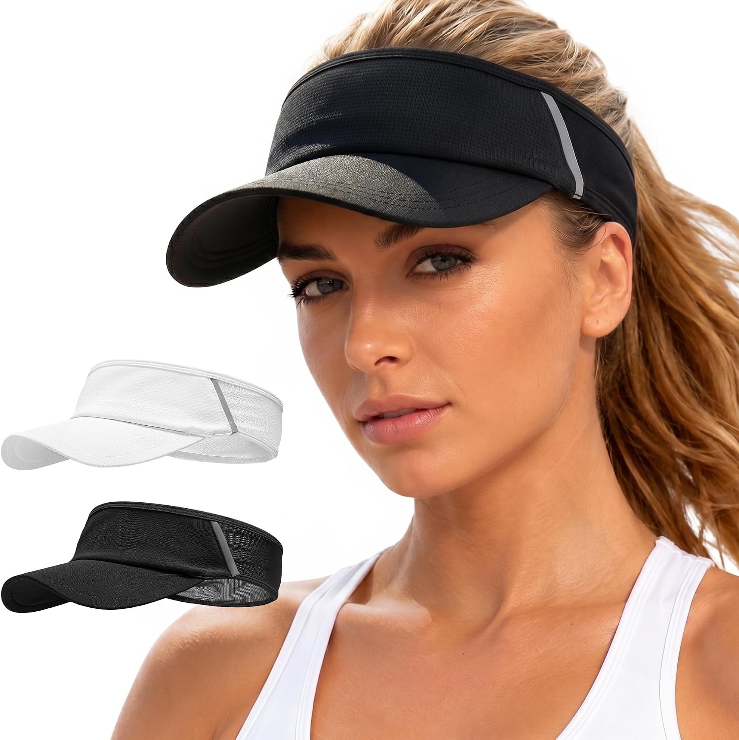 Sun Visor Hat for Women & Men UV Protection Lightweight Foldable Summer Sports for Running Tennis Golf Pickleball