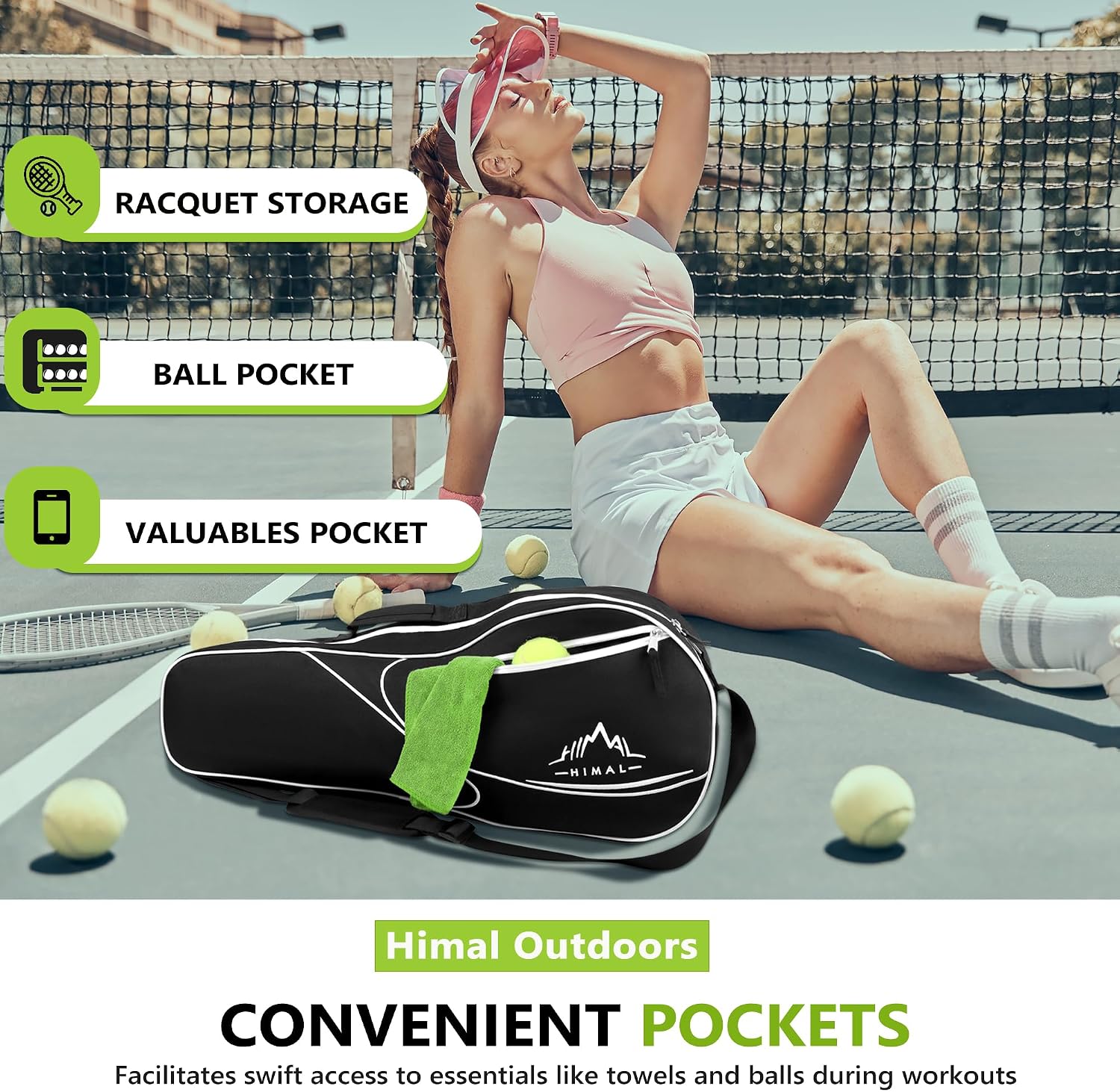Himal 3 Racquet Tennis Bag With Protective Pad, Tennis Racket Bag for Men Women, Sports Enthusiasts of All Ages - Image 8