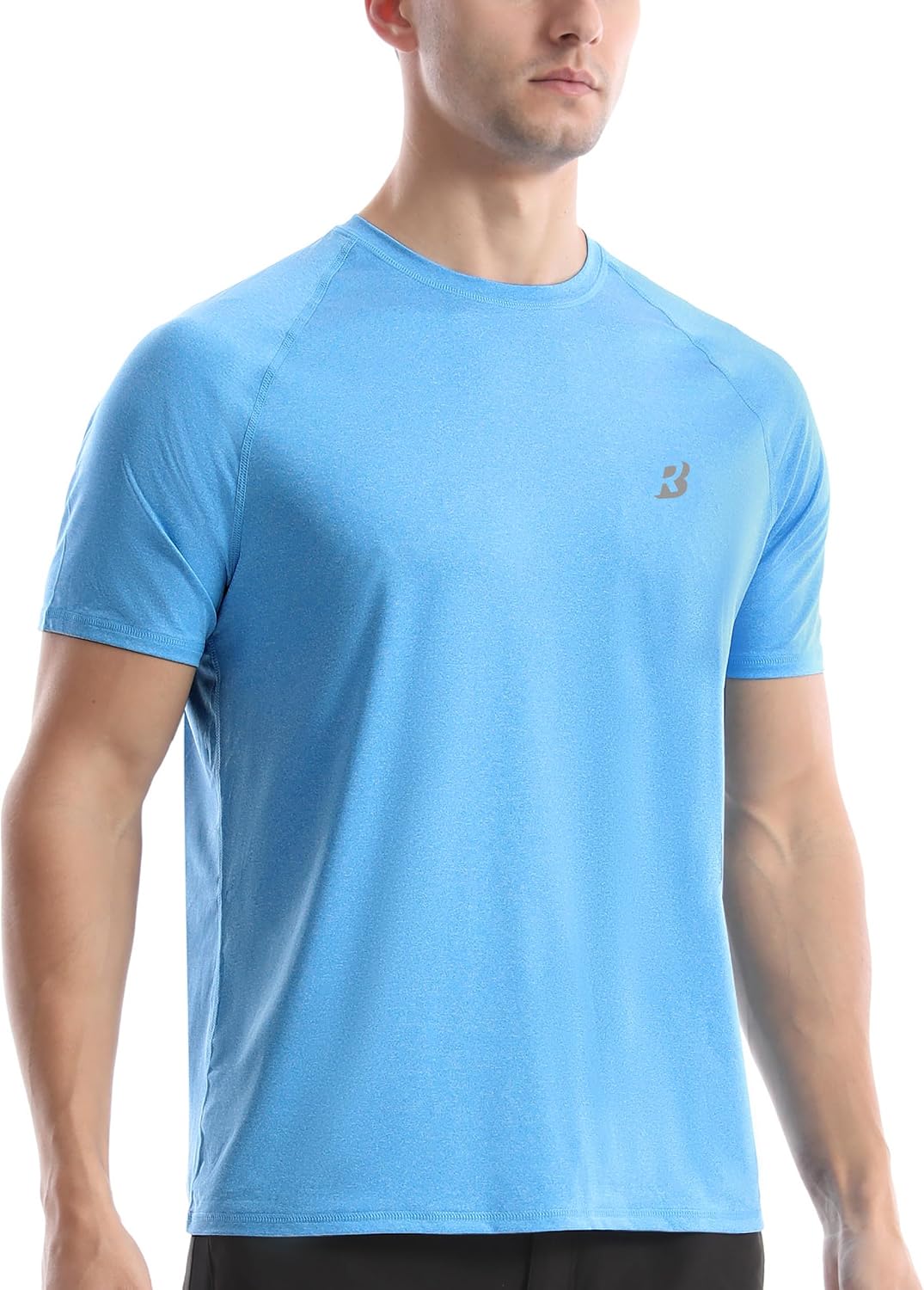 Roadbox Swim Shirts Short Sleeve for Men, Sun Protection UPF 50+ Fishing Rash Guard, UV Gym Workout Shirt for Running Outdoor