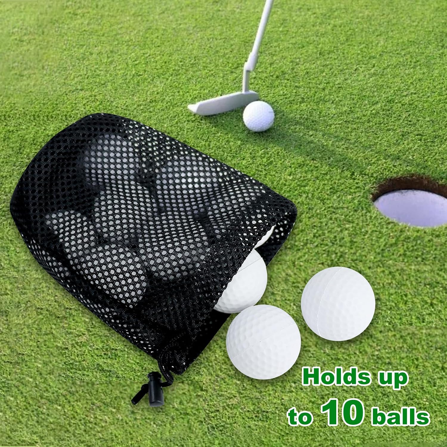 Golf Ball Storage Bag-6 Pack Mesh Bags with Drawstring,Golf Shag Bag Organizer,Sports Equipment Organizer Sack,for Collecting Half Balls Tennis Beach Trave - Image 3