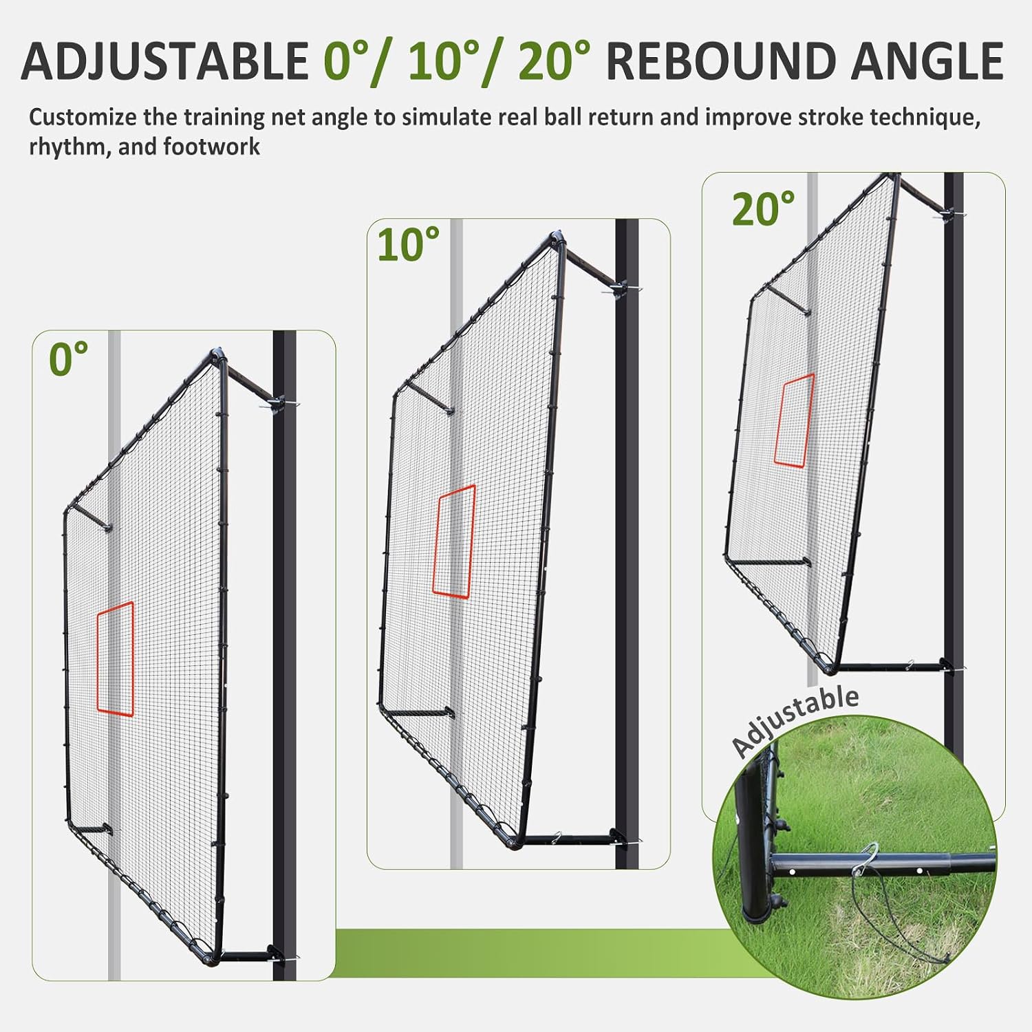 Fence-Mount Tennis Rebounder Net 12x8FT – Space-Saving Tennis Practice Wall with Adjustable Rebound Angle – Solo Training Net Fits Most Fence Poles, Heavy-Duty Frame for Outdoor Practice - Image 6