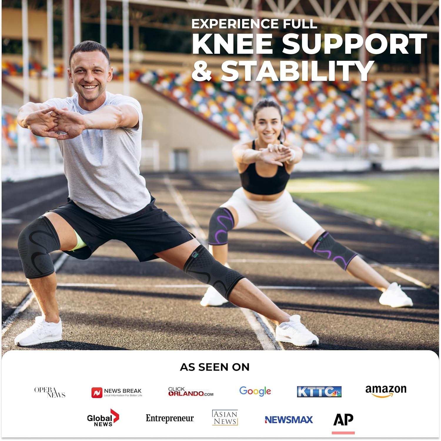 Modvel Compression Knee Brace for Women & Men, 2-Pack Knee Brace for Running Knee Pain, Knee Support Compression Sleeve, Workout Sports Knee Braces for Meniscus Tear, ACL & Arthritis Pain Relief - Image 3