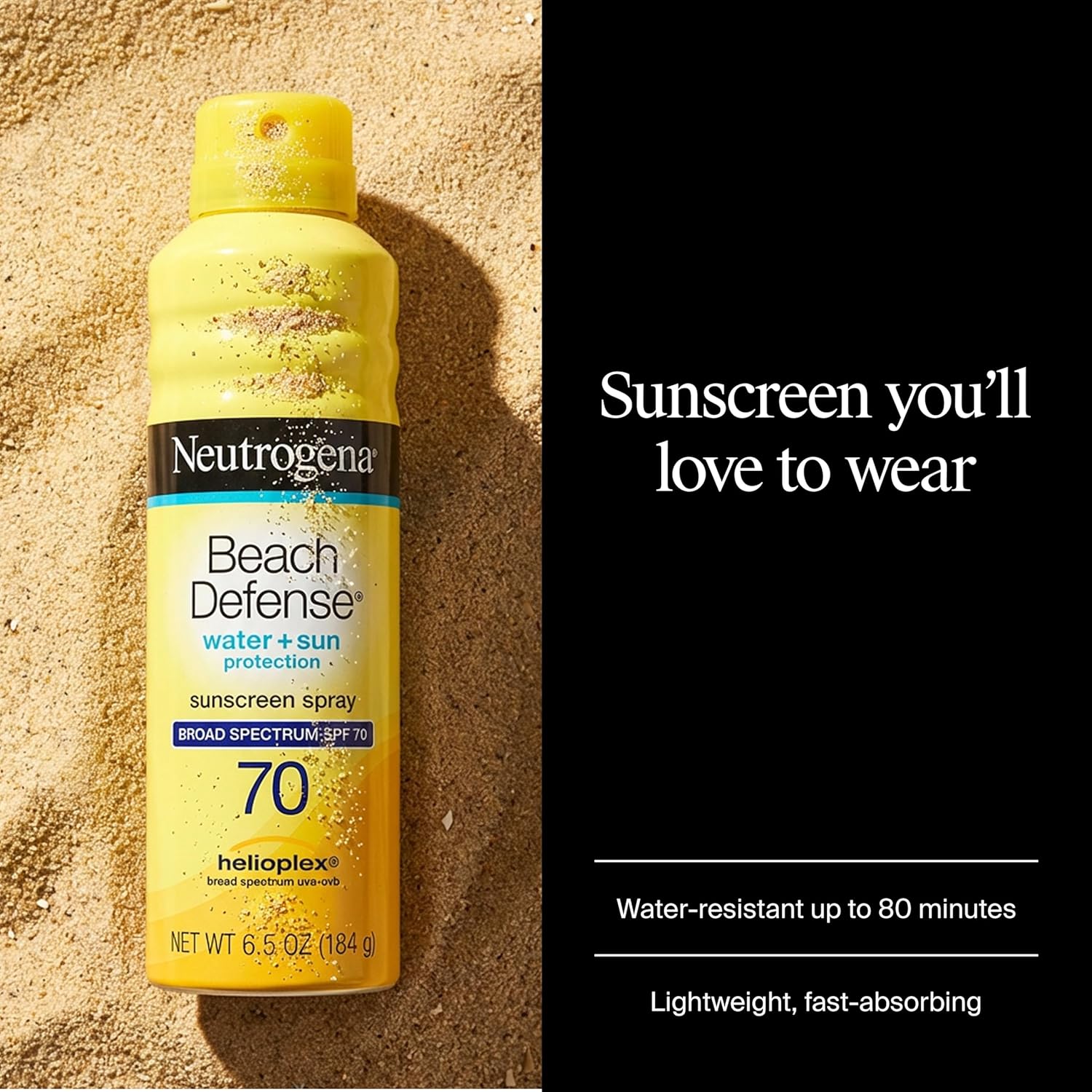Neutrogena Beach Defense Sunscreen Spray SPF 70 Broad Spectrum UVA UVB Protection Lightweight Water Resistant up to 80 Minutes Beach-Strength Sun Protection for Whole Family, 6.5 oz - Image 2