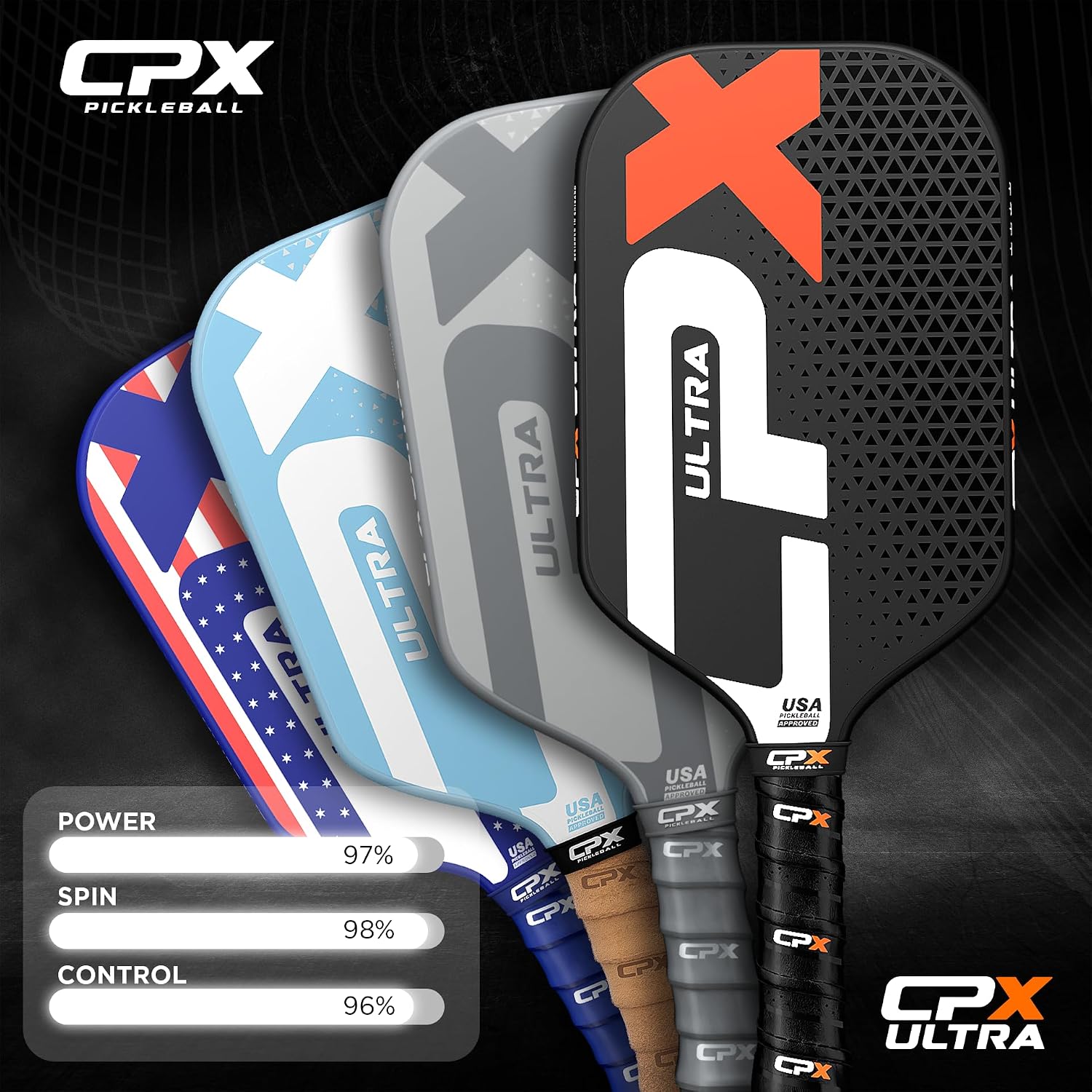 CPX Ultra Series Fiber-Reinforced Friction Surface Pickleball Paddle - 16mm Polypropylene Honeycomb Core, Lightweight for Speed - Image 6