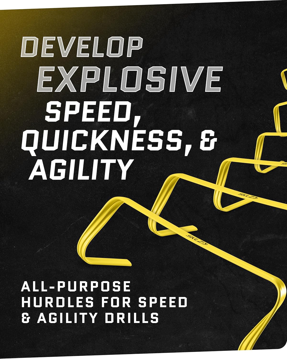 SKLZ 6X Ultra Durable Agility Hurdles - for Athletes of All Skill Levels,6pk of 6-in Tall Hurdles,Bright Yellow Color,Made of Durable, Composite Materials,Easy to Set up & Transport,Comes w/Carry Bag - Image 2