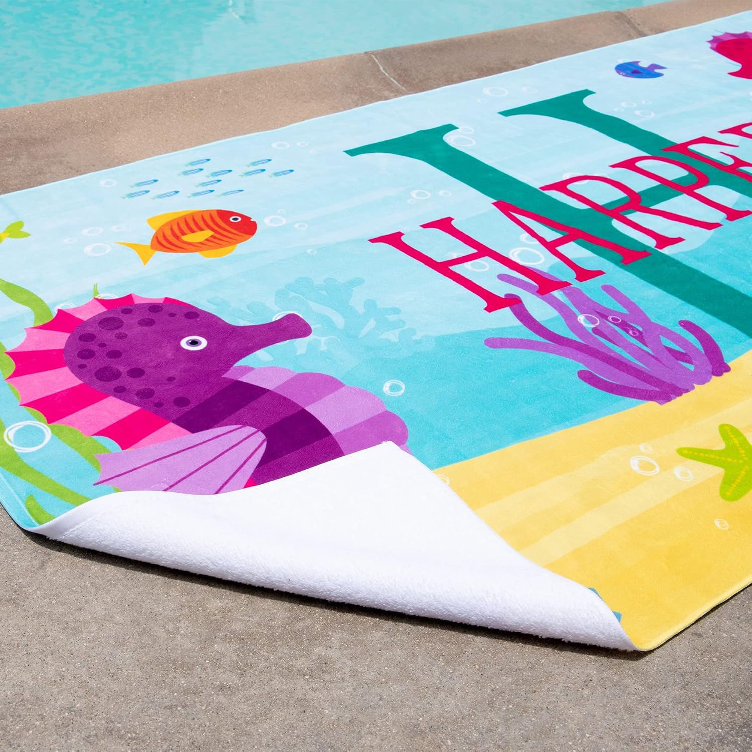 Let's Make Memories Personalized Kids Beach Towel - Custom Monogram & Name with Fun Beach Designs - Soft Cotton/Poly Blend - 60"x30" - Name and Initial Monogram - Standard Size - Crab - Image 4