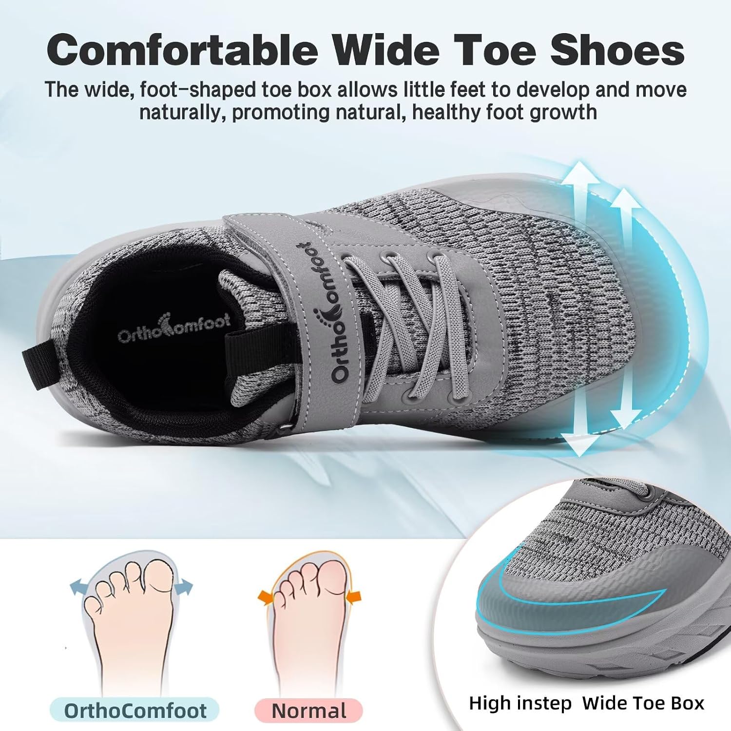 Boys Girls Kids Orthopedic Tennis Shoes: Wide Toe Box Comfortable Casual Plantar Fasciitis Arch Support Athletic Running Sneakers, Orthotic School Sports Walking Shoes for Foot and Pain Relief - Image 5