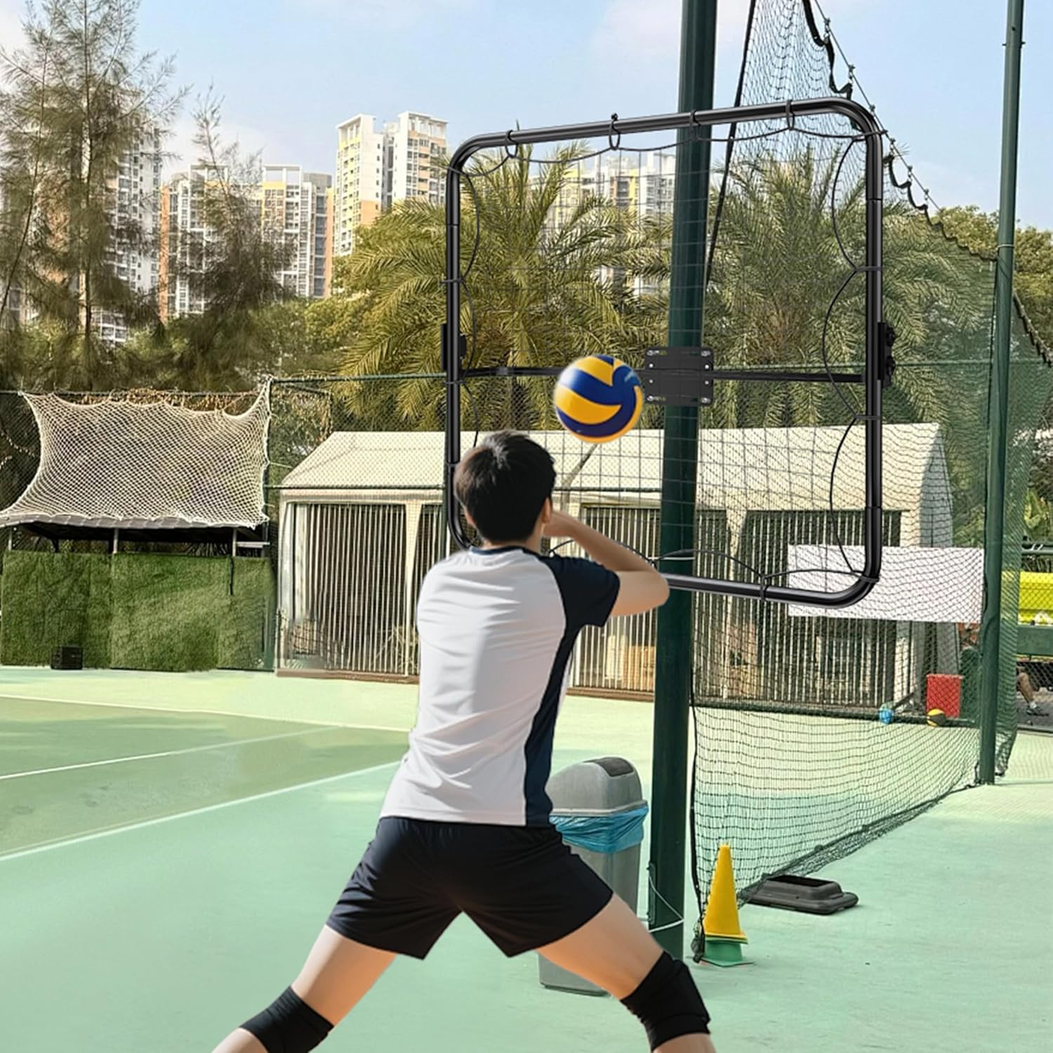 MR Basketball Rebounder 40”x40”, Adjustable Passback Net, Multi-Sport Training Rebound Net, Ball Return System Set up on 2''~6'' Pole for Basketball, Volleyball, Tennis, Pickleball, Baseball Practice - Image 8