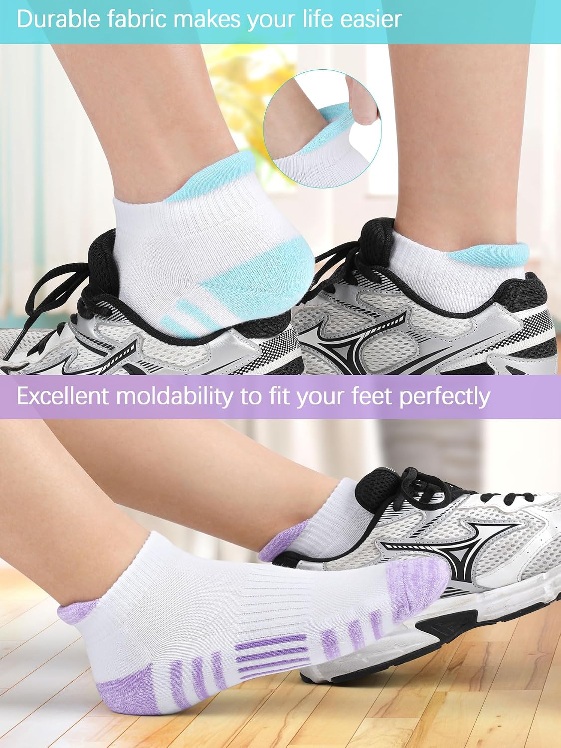 Airacker Athletic Running Ankle Cotton Socks, Low Cut Cushioned functional Anti-Blister Tab Sports Socks for Men Women 6pairs - Image 2