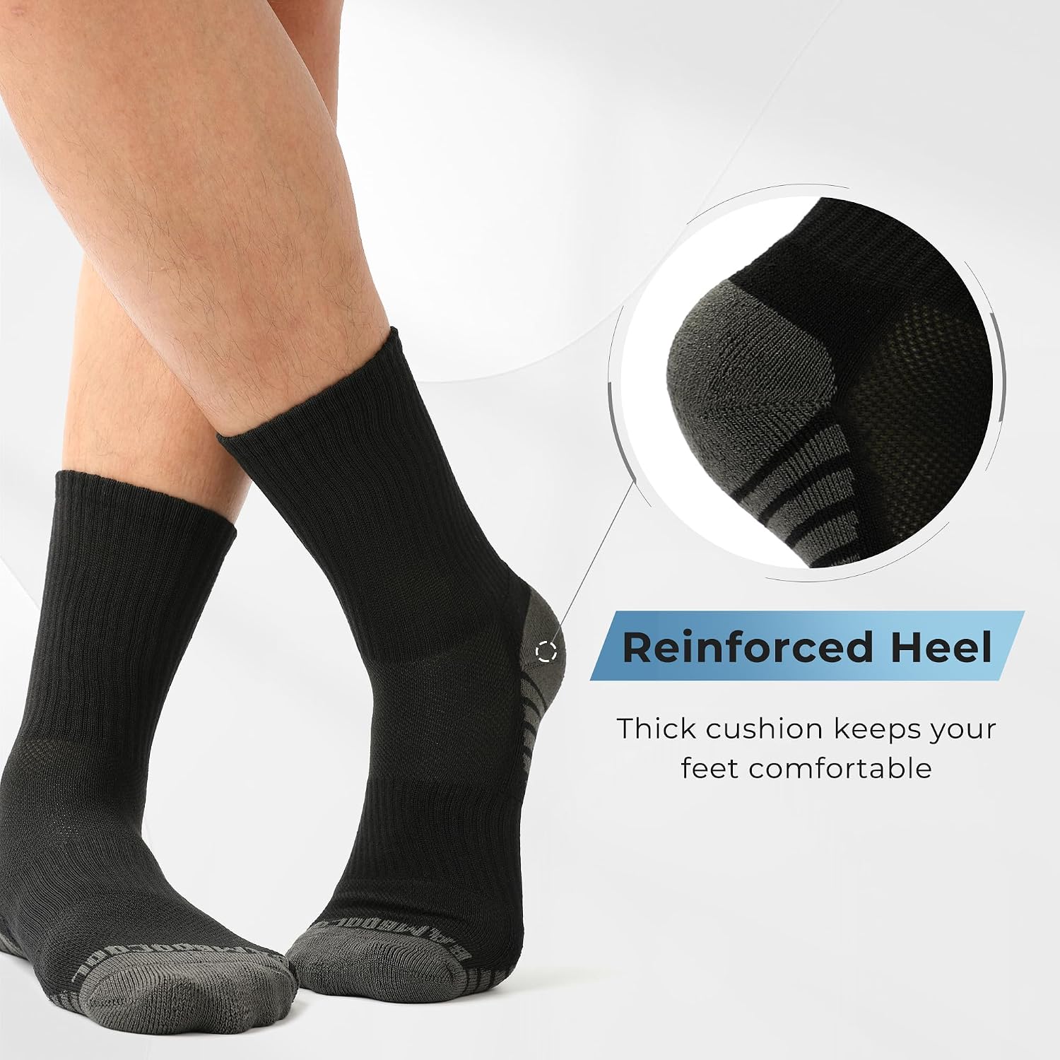 BAMBOO COOL Men's Crew Socks Athletic Running Sports Socks, Cushioned Moisture Wicking, Breathable Arch Support 6 Pack - Image 4