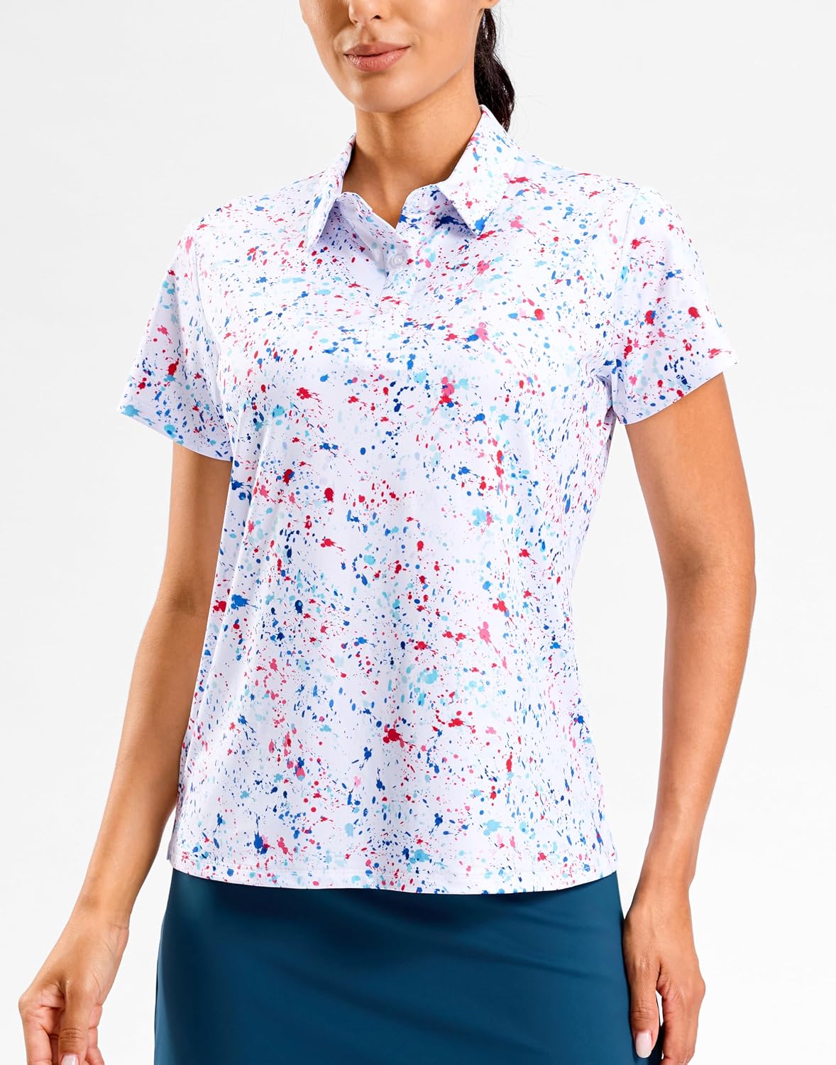 SANTINY Golf Polo Shirts for Women Short Sleeve Quick Dry 3 Buttons Collared Pickleball Shirt Summer Golf Tennis Tops - Image 2