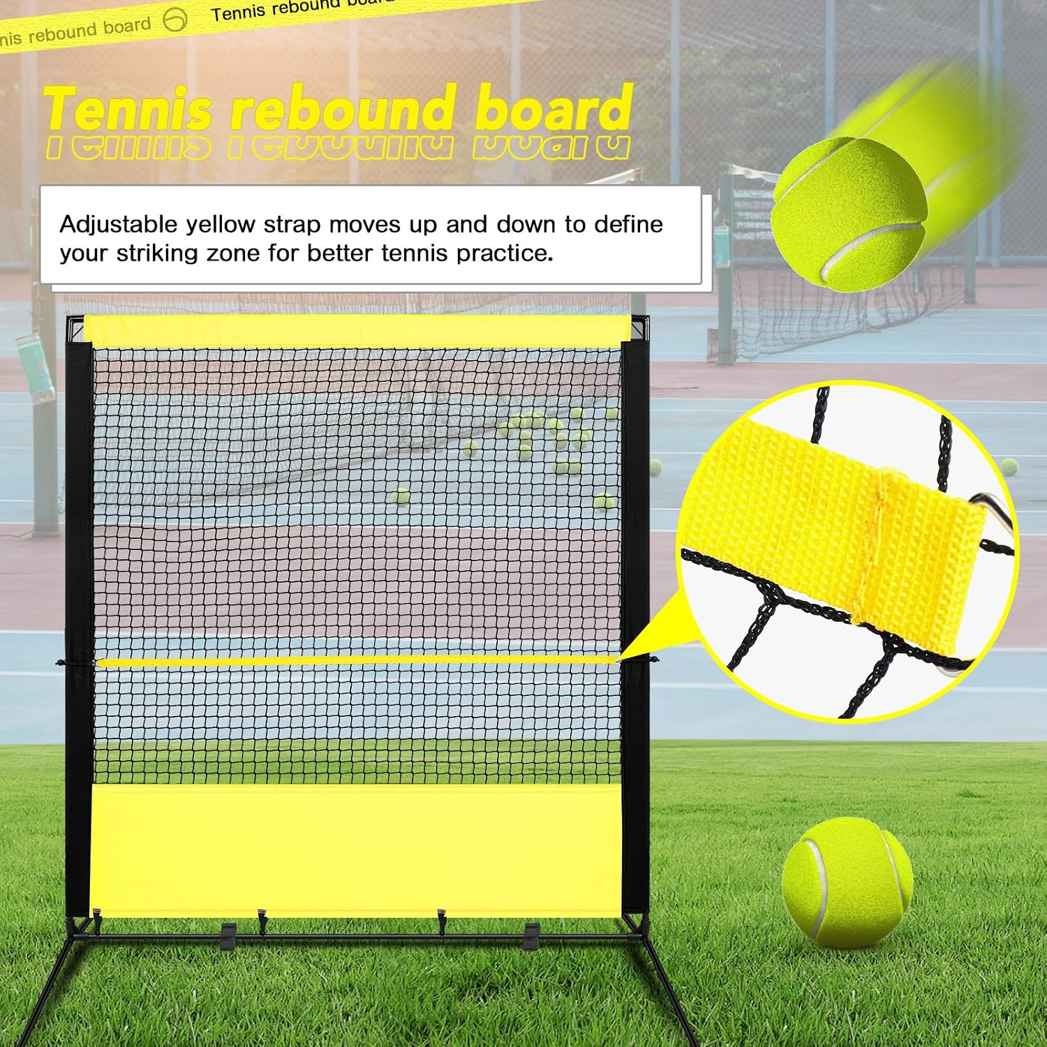Foilswirl Tennis Rebounder Net 6 x 6.7ft Baseball Practice Rebounder Wall Ideal for Tennis, Baseballs, Softballs, Lacrosse, Hockey - Image 4