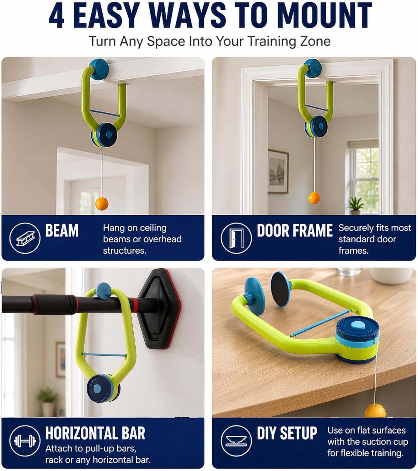 Hanging Table Tennis Trainer Portable Set, 1 Pcs Trainer 6 Balls Door Pong Game for Kids with Racket and Balls, Adjustable Hanging Table Tennis Trainer - Image 7