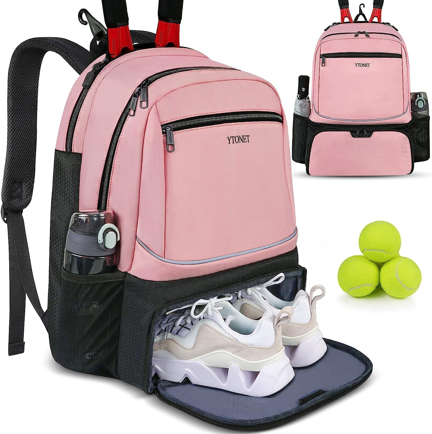 Ytonet Tennis Bag Tennis Backpack for Women Men 2 Rackets with Insulated Pocket Ventilated Shoe Compartment - Image 7