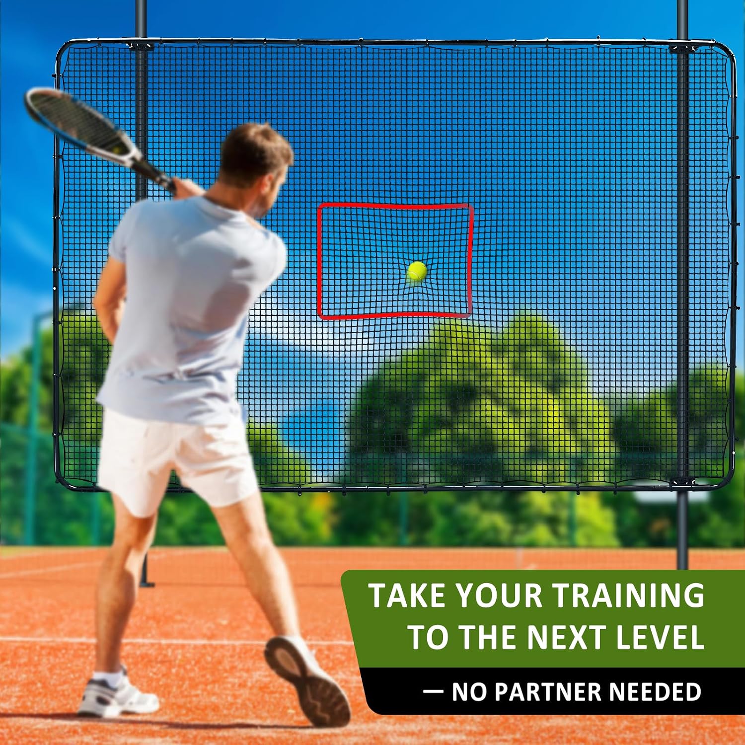 Fence-Mount Tennis Rebounder Net 12x8FT – Space-Saving Tennis Practice Wall with Adjustable Rebound Angle – Solo Training Net Fits Most Fence Poles, Heavy-Duty Frame for Outdoor Practice - Image 2