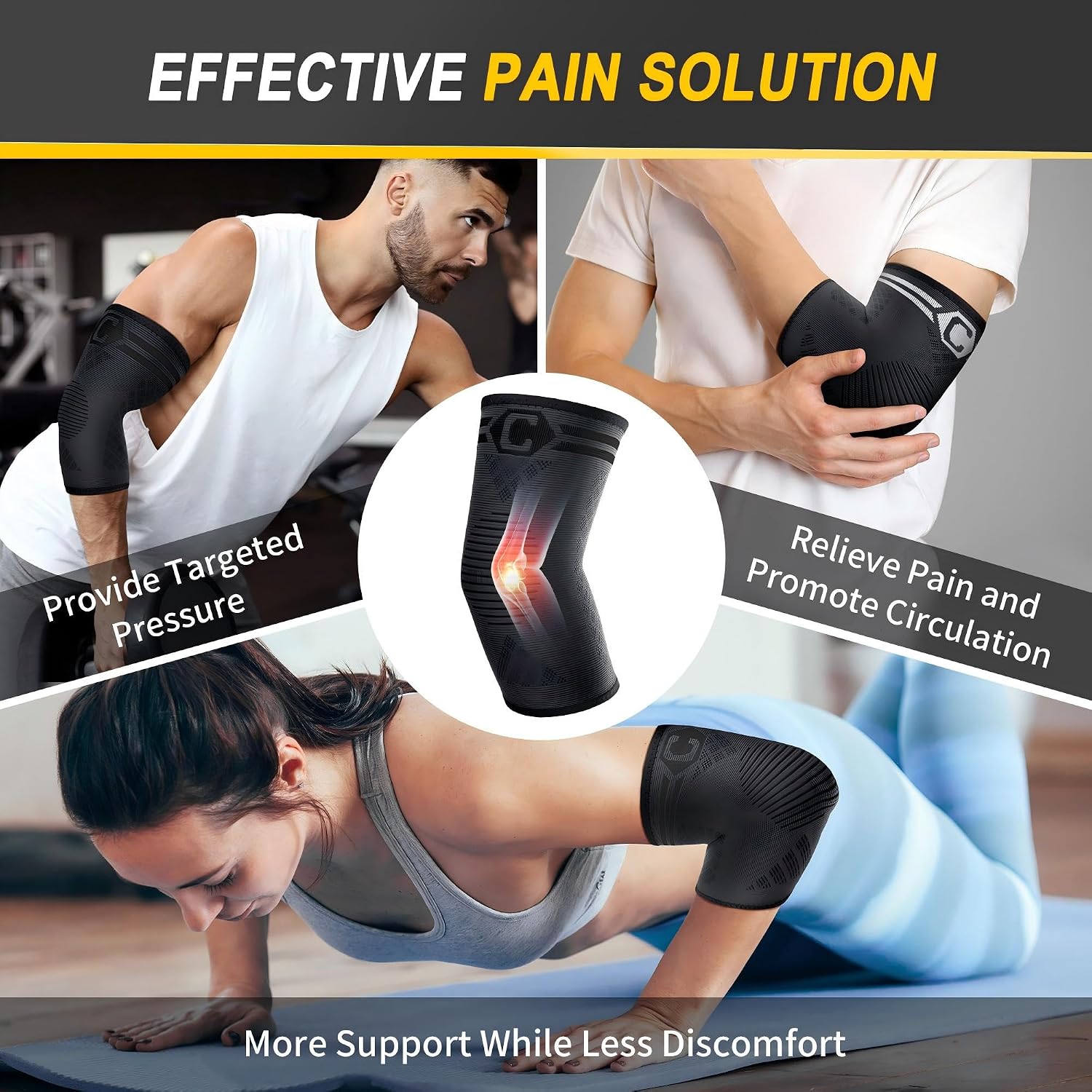 CAMBIVO 2 Pack Elbow Brace for Tennis Elbow & Tendonitis, Compression Sleeve for Golfer's Elbow & Epicondylitis Pain Relief, Breathable 3D Knit Support for Arthritis, Weightlifting, Sports & Daily Wear — Men & Women - Image 7
