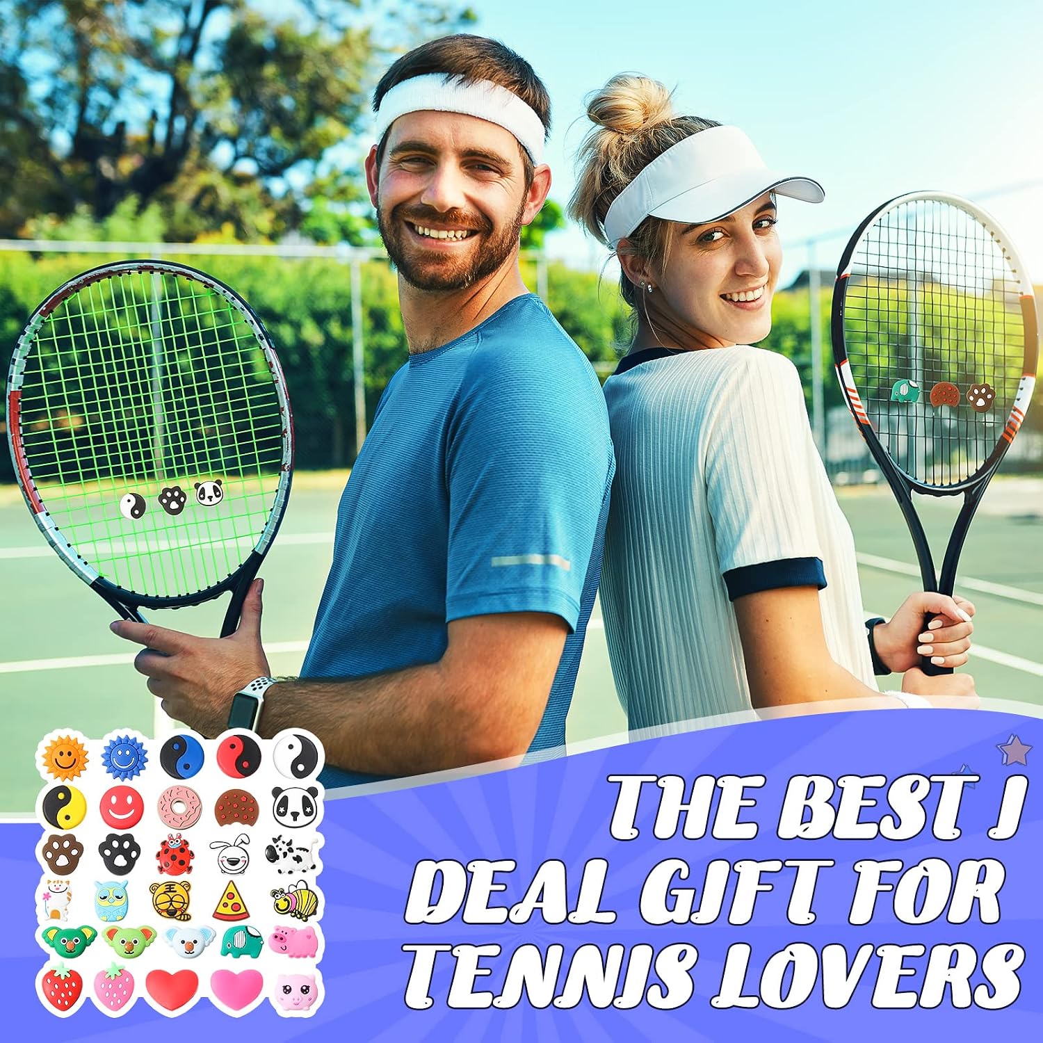 Leitee 30 Pcs Cute Tennis Dampener Funny Tennis Racket Vibration Racquet Dampener Soft Silicone for Sport Gift, Assorted Designs - Image 5